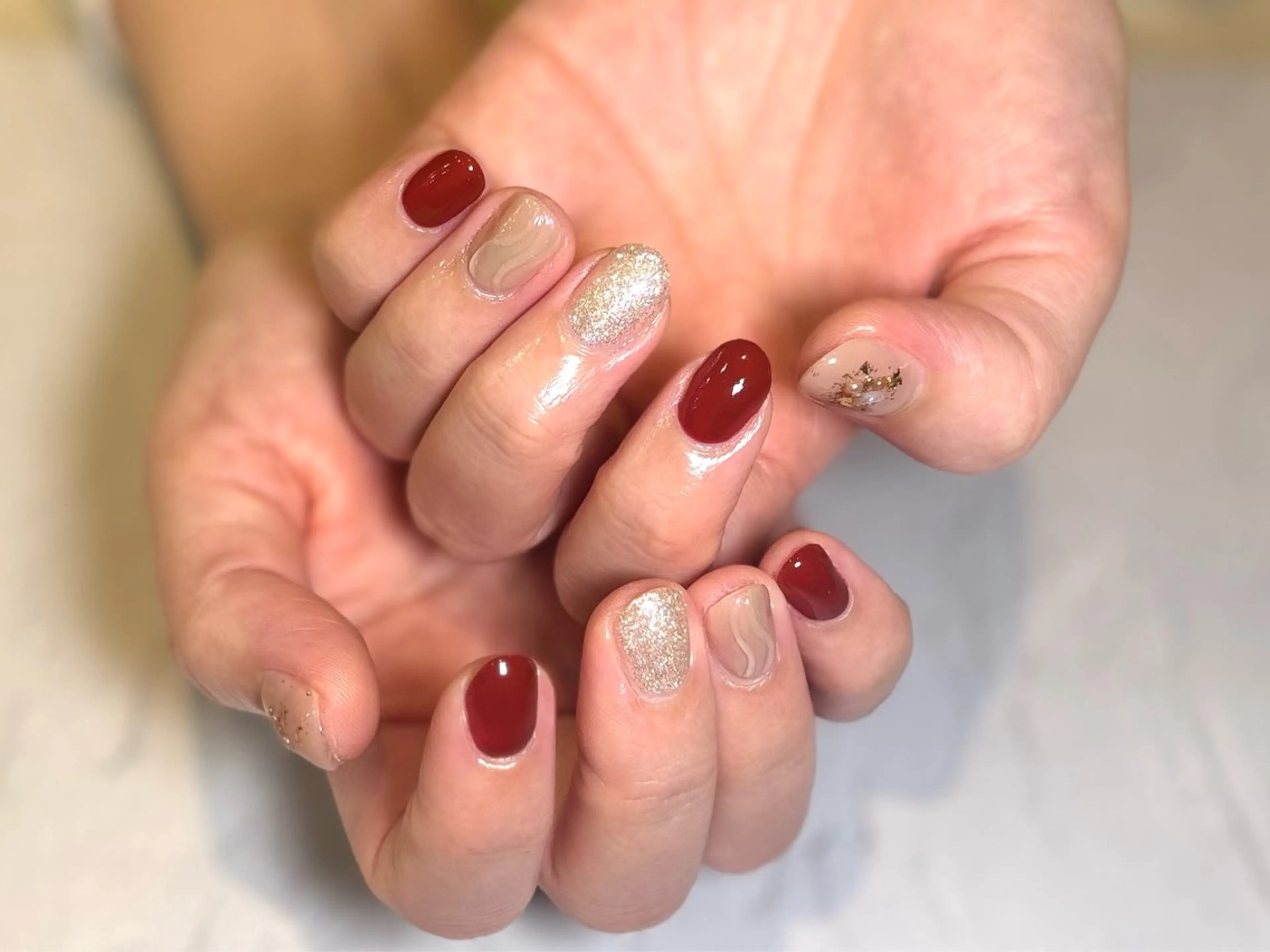 ネイル ボルドー ハンドネイル 秋山 香穂のネイルデザイン