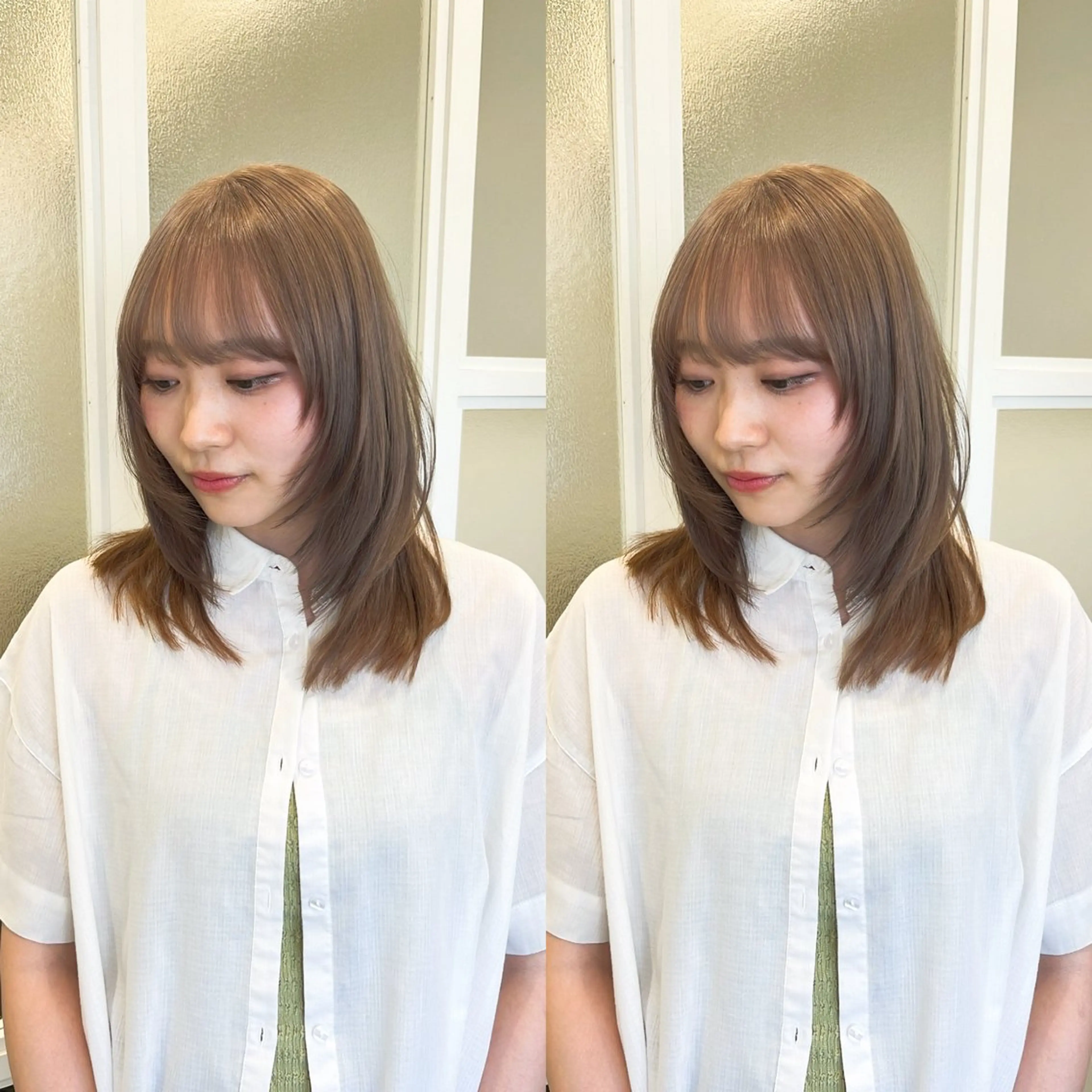 セミロング カラー 顔まわりレイヤー レイヤーカット ウルフカット ウルフレイヤー 美髪縮毛矯正/レイ ヤー/髪質改善カラーのヘアスタイル