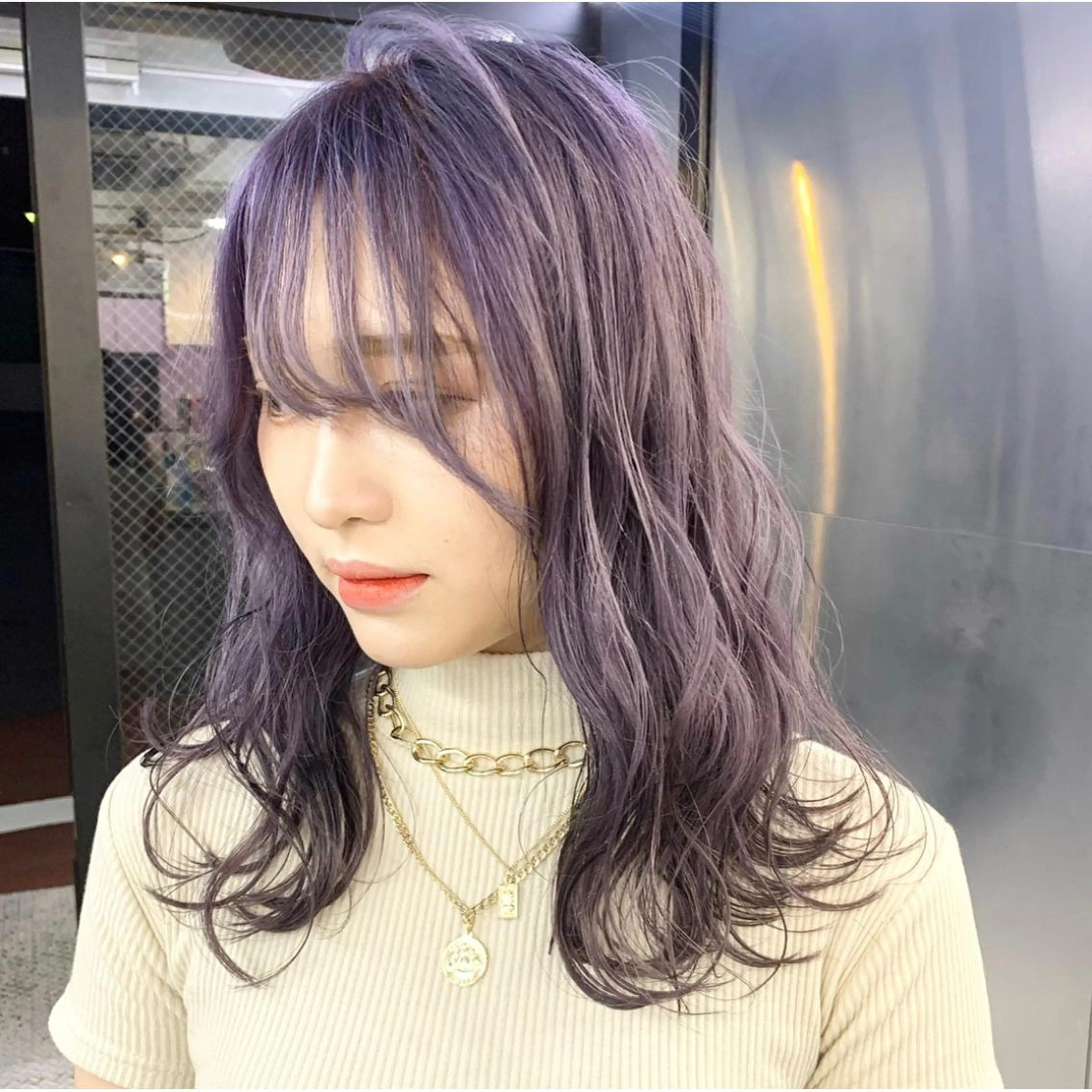 ミディアム カラー ヘアアレンジ ハイトーン/美髪矯正 🍃大江拓実のヘアスタイル