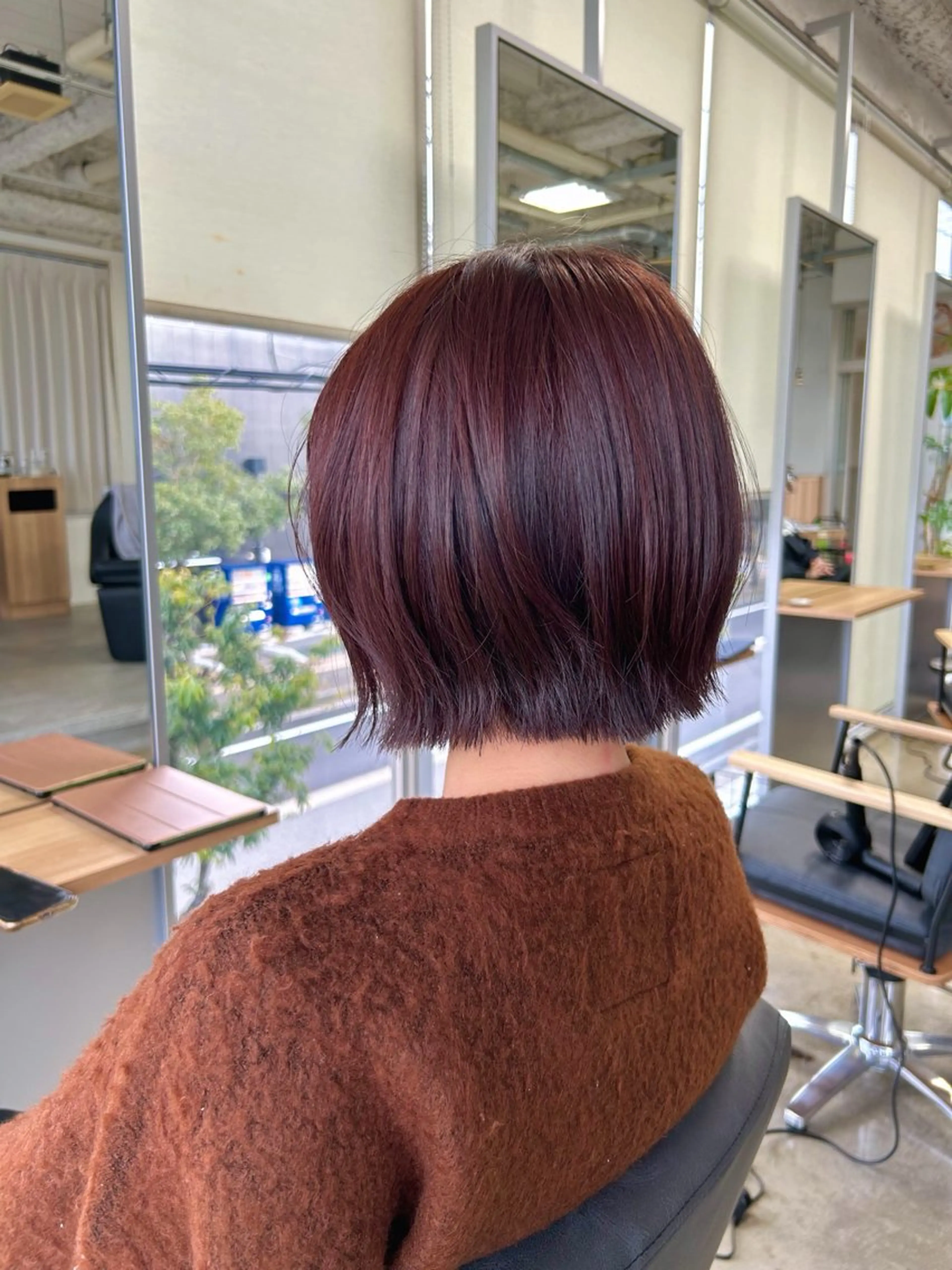 カラー ブラウンカラー レッドカラー 津田 七美希のヘアスタイル