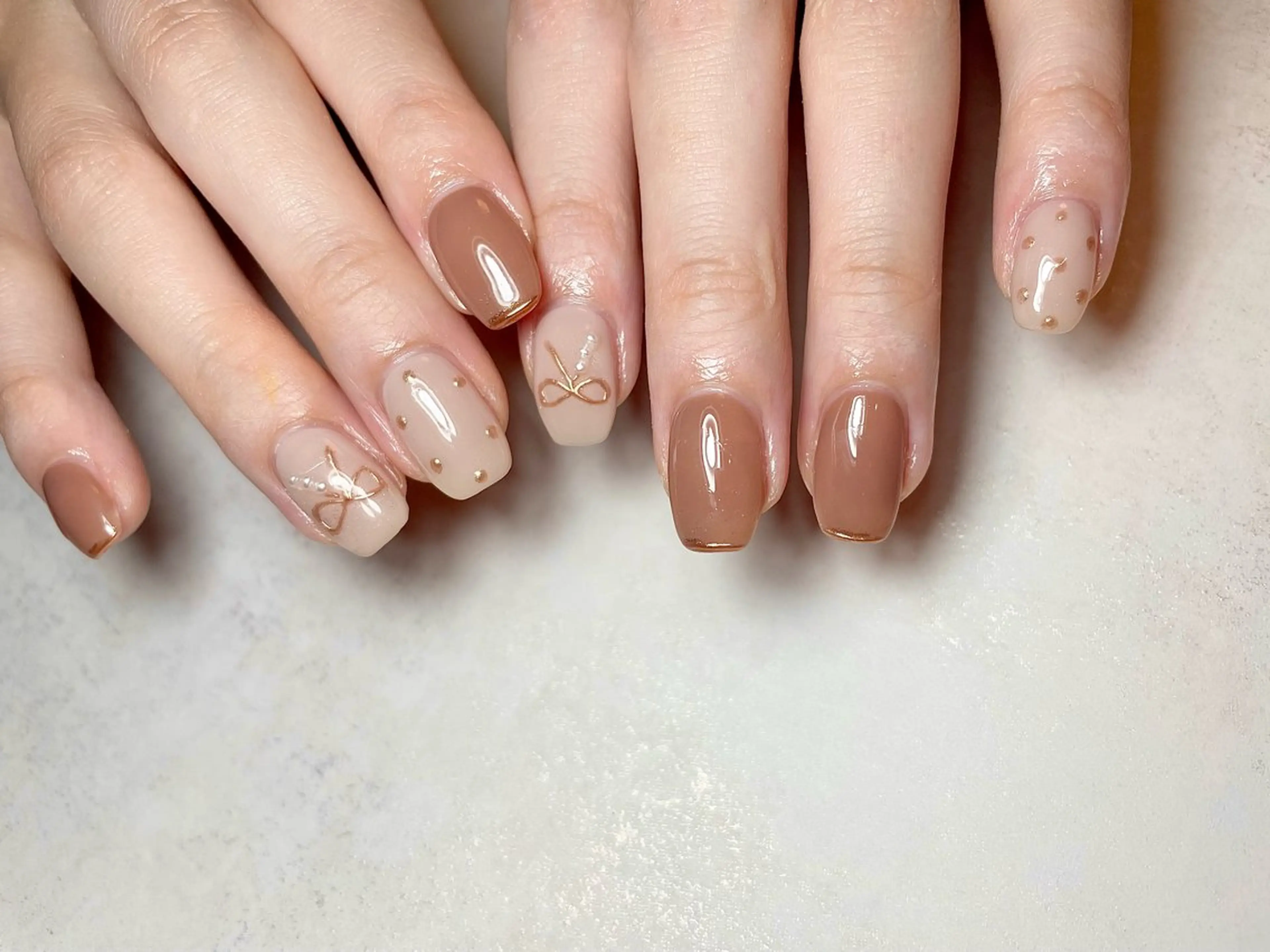 ネイル ドット 持ち込み リボン バレンタイン BEAUTY GARDEN 【nail salon unseul】所属・nana .のネイルデザイン