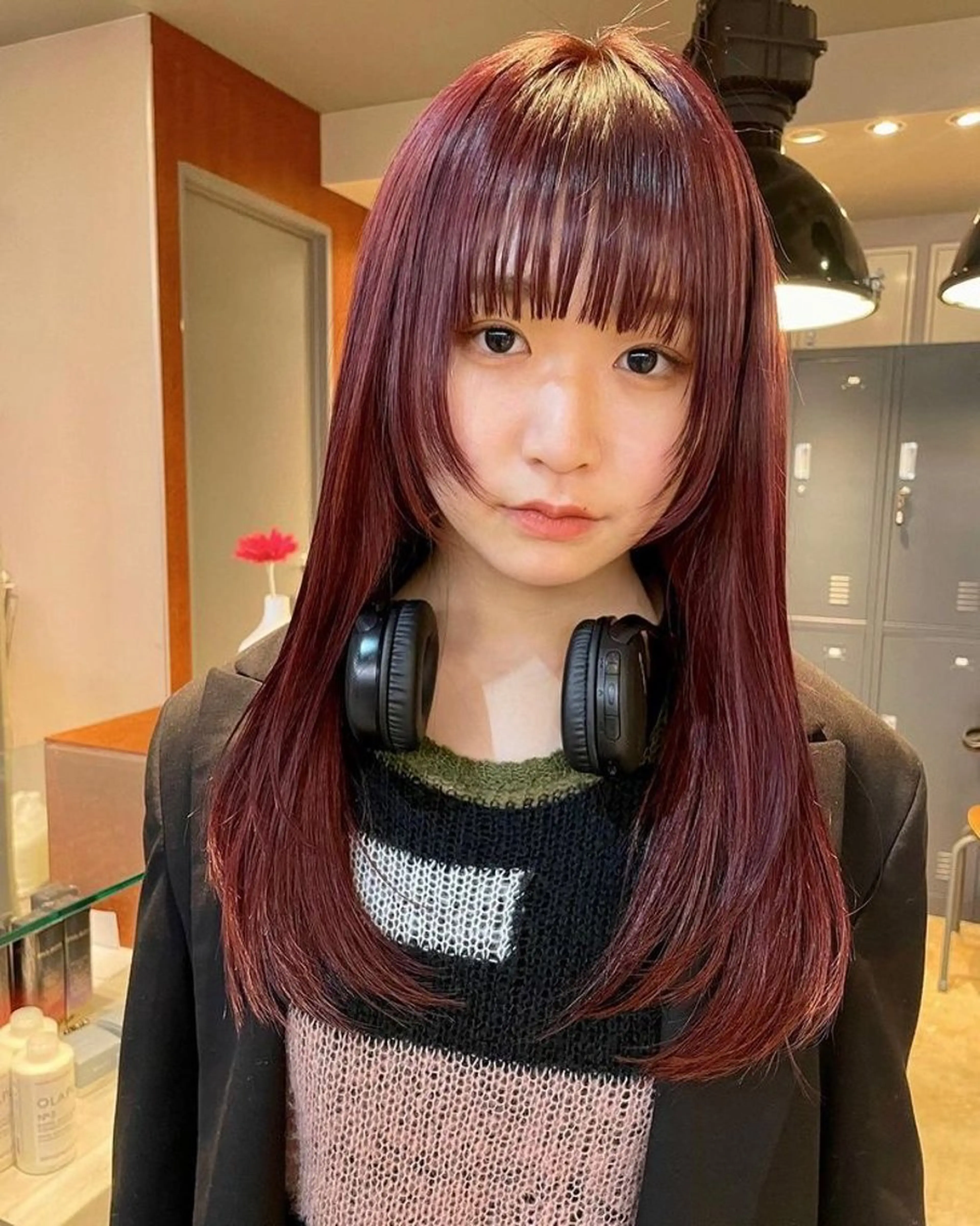 カラー ブリーチ ブリーチなしカラー レッドカラー 暖色カラー/縮毛矯正 なーな🎀🤍のヘアスタイル