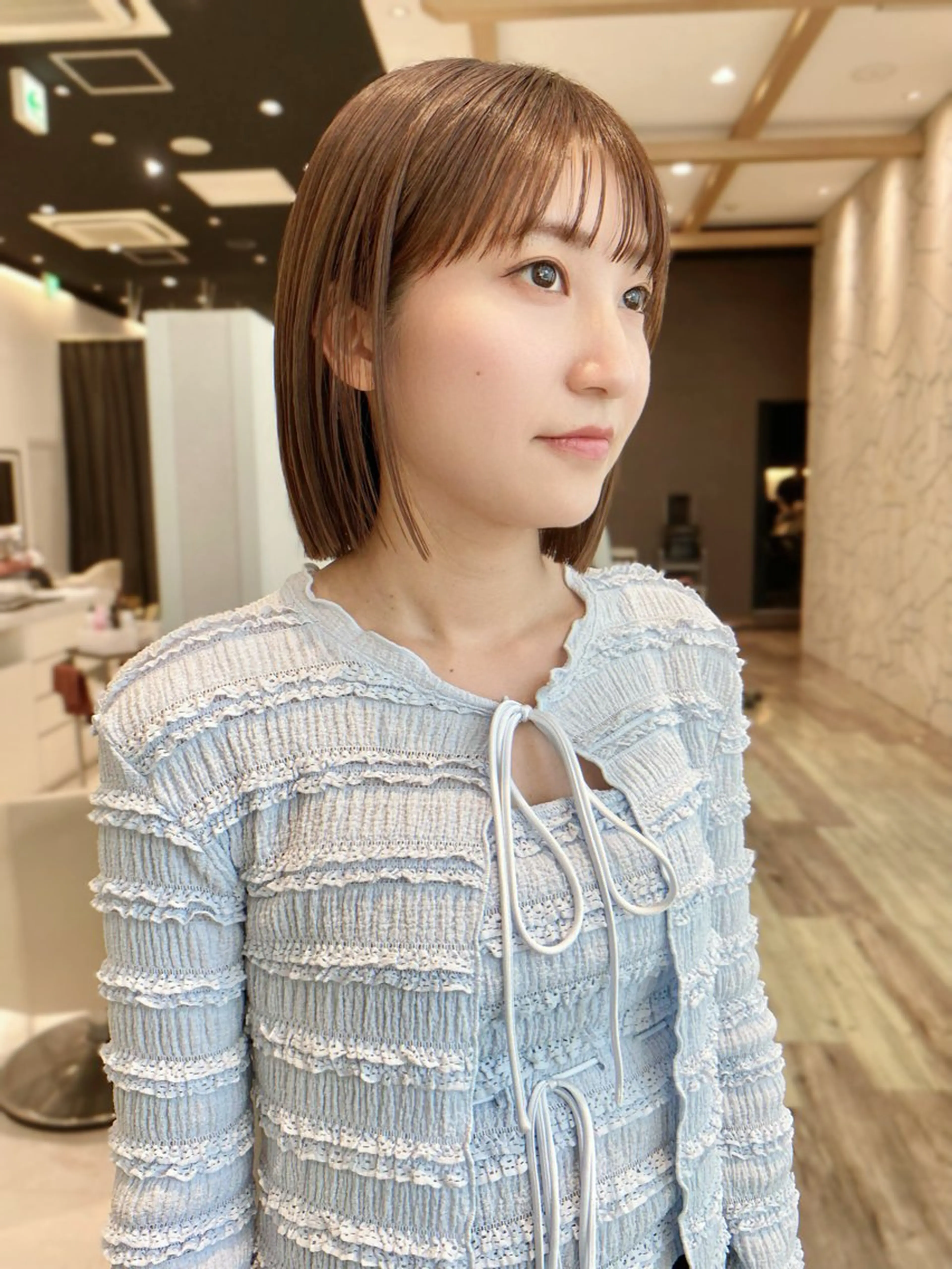 ショート カラー ボブ 韓国風ヘア カット ヘアカラー 【ボブ職人】天王寺 韓国ボブ/顔周りのヘアスタイル