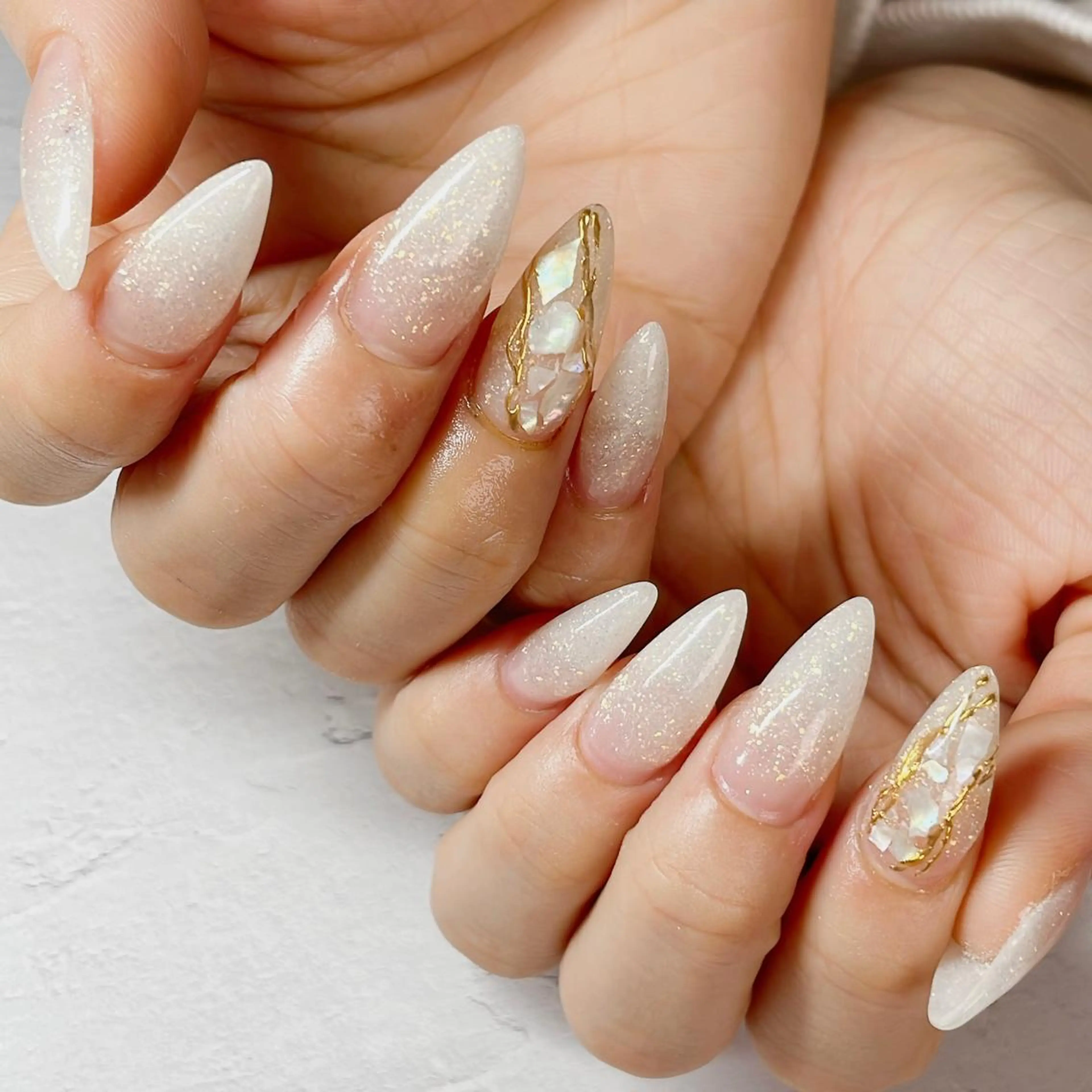 ネイル 長さ出し グラデーション スカルプネイル ハンドネイル LaLa Peach 福岡のマツエク・マツパデザイン