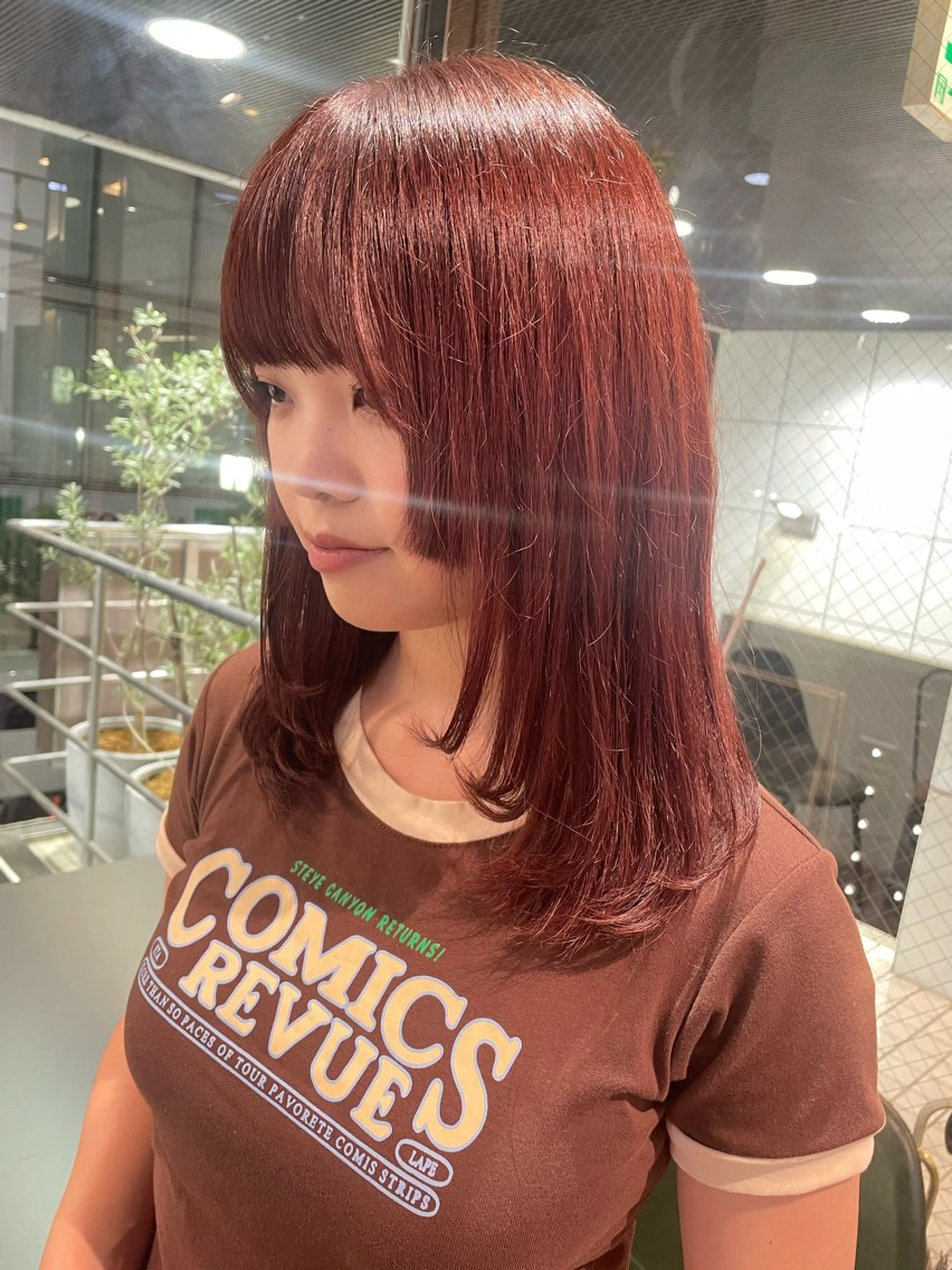 セミロング カラー セミロングパーマ ハイトーンカラー レッドカラー 学生 レイヤーカット カット ヘアカラー メンズ/ブリーチなし サクラ🌸のヘアスタイル