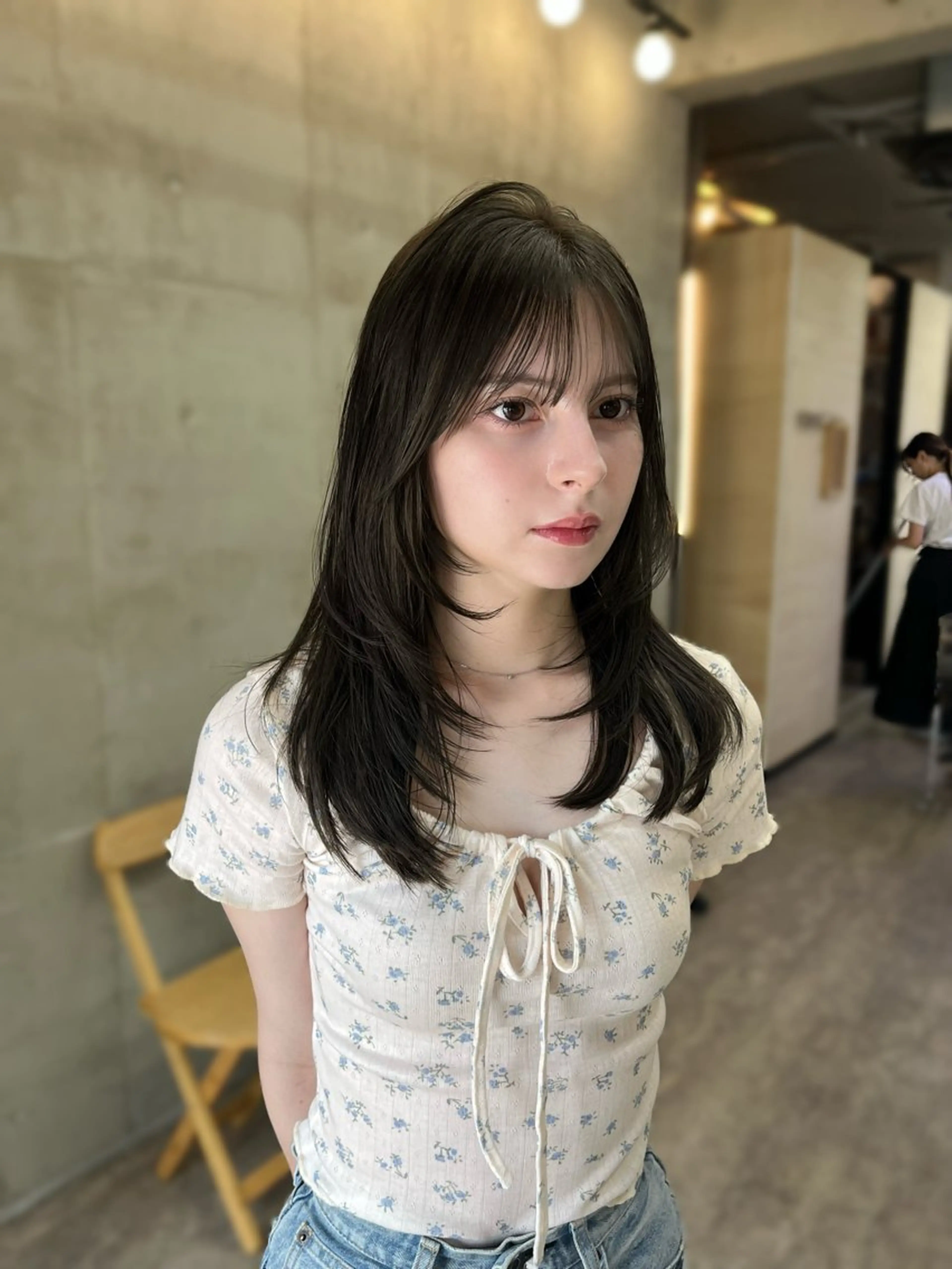 セミロング カラー 顔周りカット 韓国風ヘア 似合わせカット ヘアカラー SALT WATER所属・🫐 𝐌𝐚𝐨 🫐ボブモデル募集のヘアスタイル