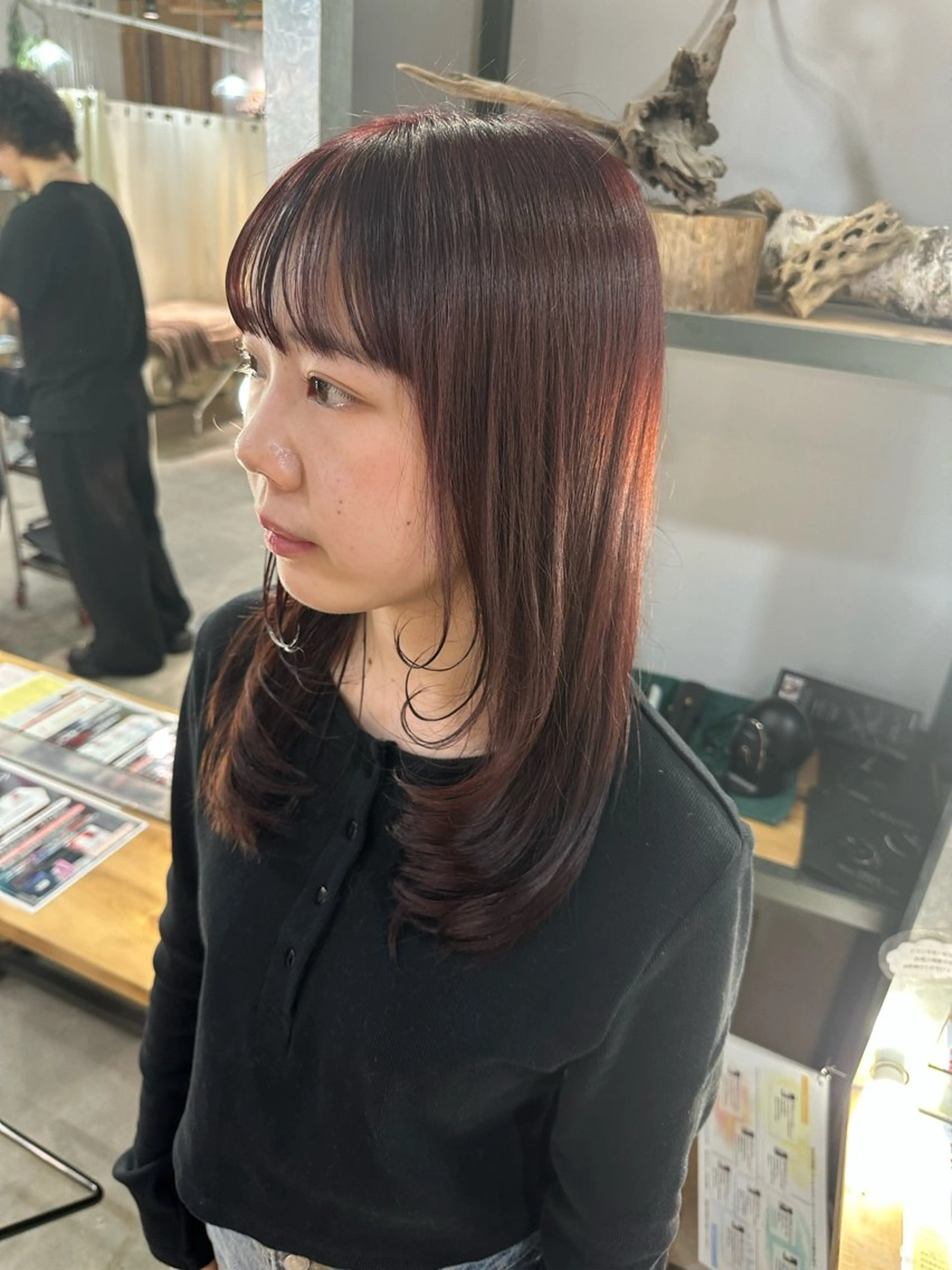 セミロング カラー ルビー レイヤーカット カット 溜 一太のヘアスタイル