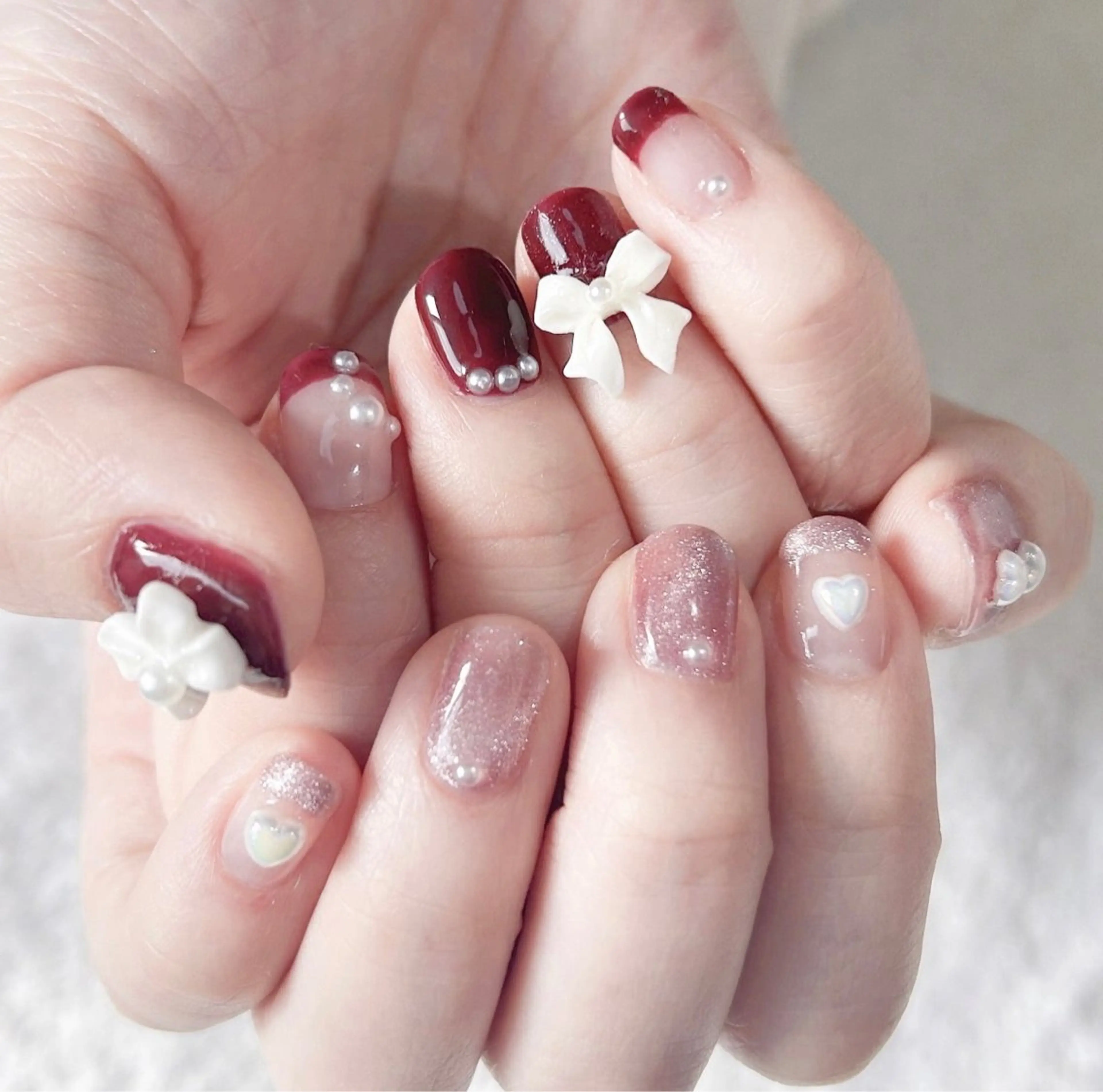 ネイル マグネットネイル ピンク 赤色 Bestnail所属・Best Nail Yu🎀🫧のネイルデザイン