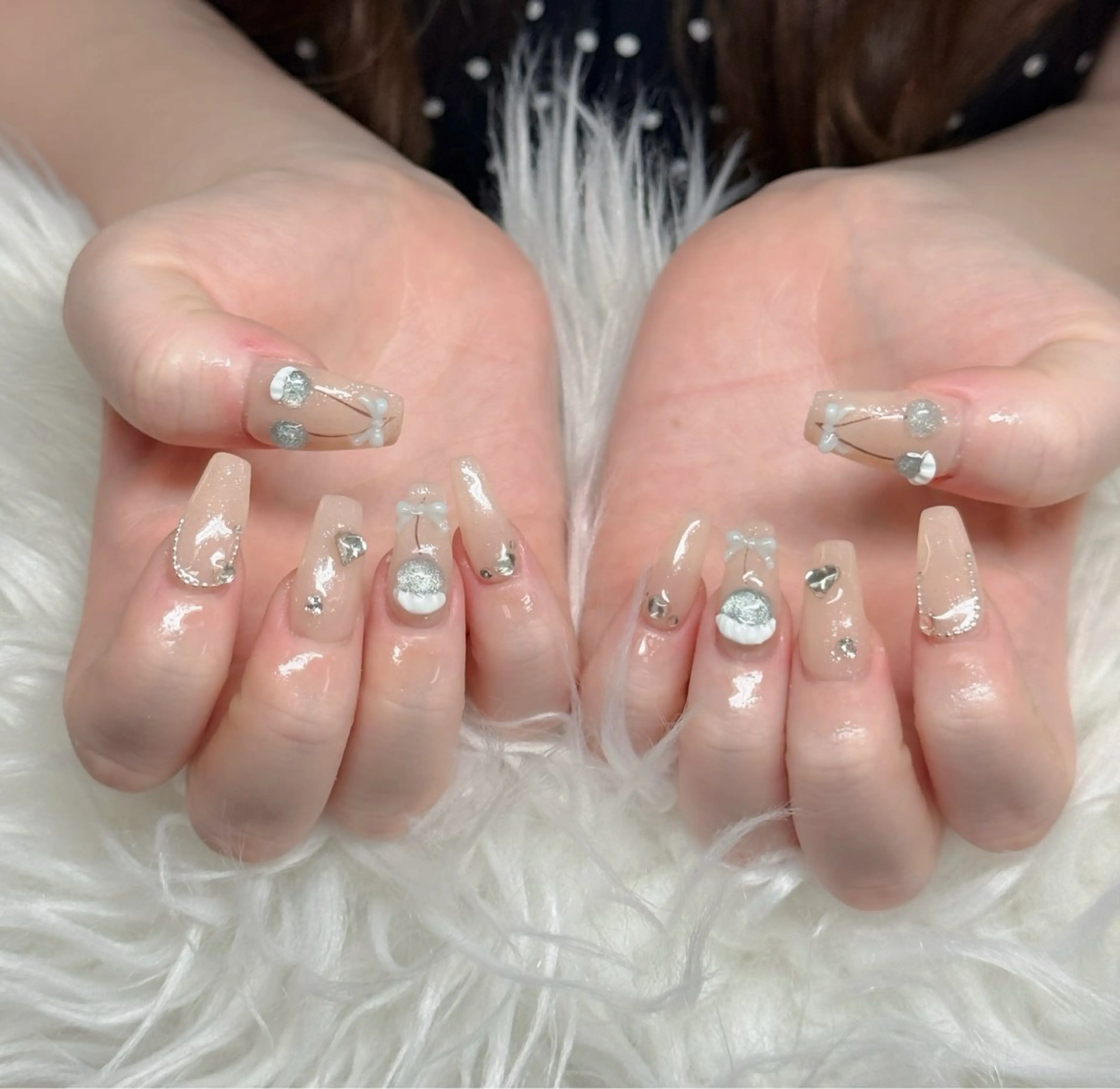 ネイル ロングネイル マグネットネイル リボン 夏ネイル スーパーロングネイル ハンドネイル Hani nailsalonのネイルデザイン