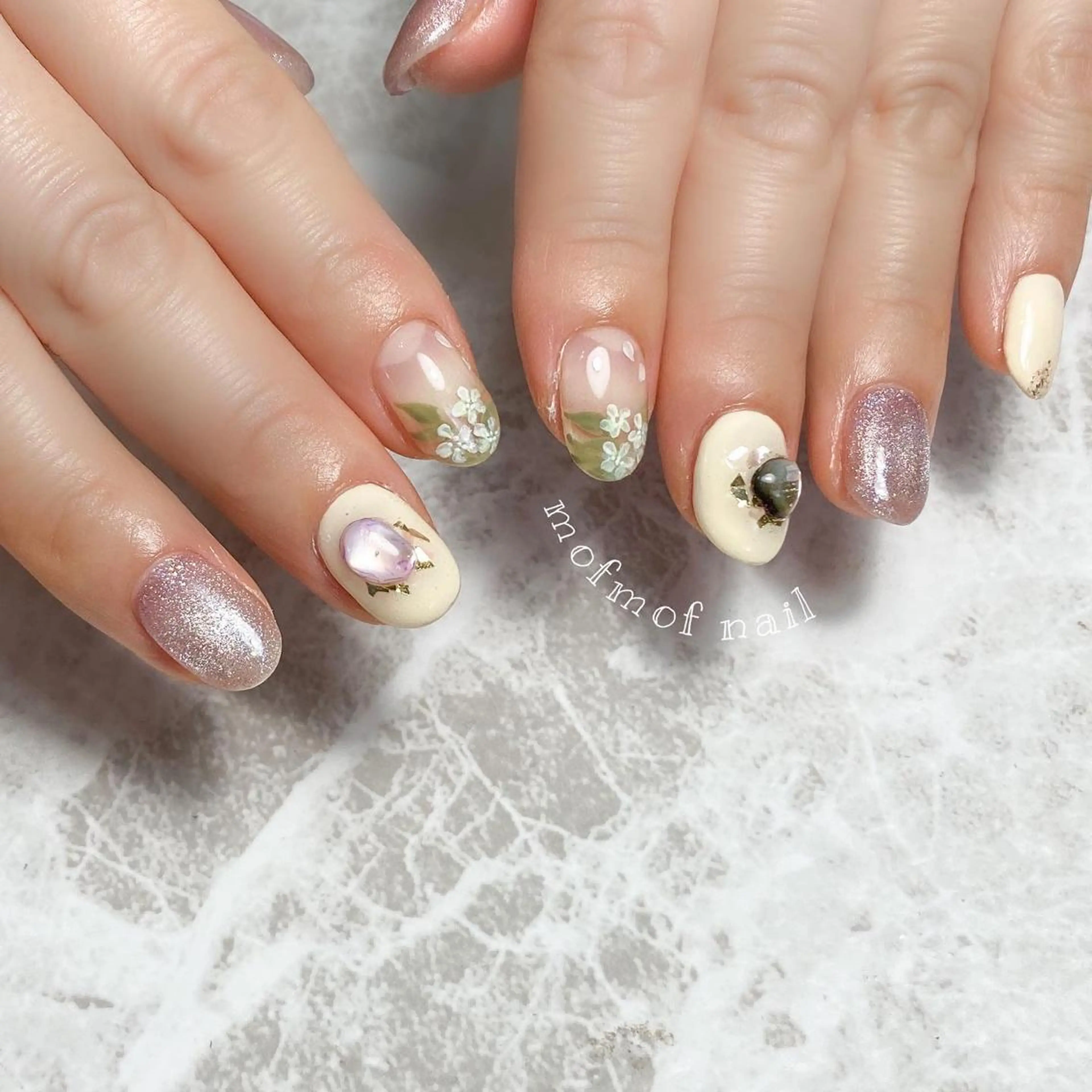 ネイル フラワーネイル 春ネイル ハンドネイル mofmofnail 🌿shimizuのネイルデザイン