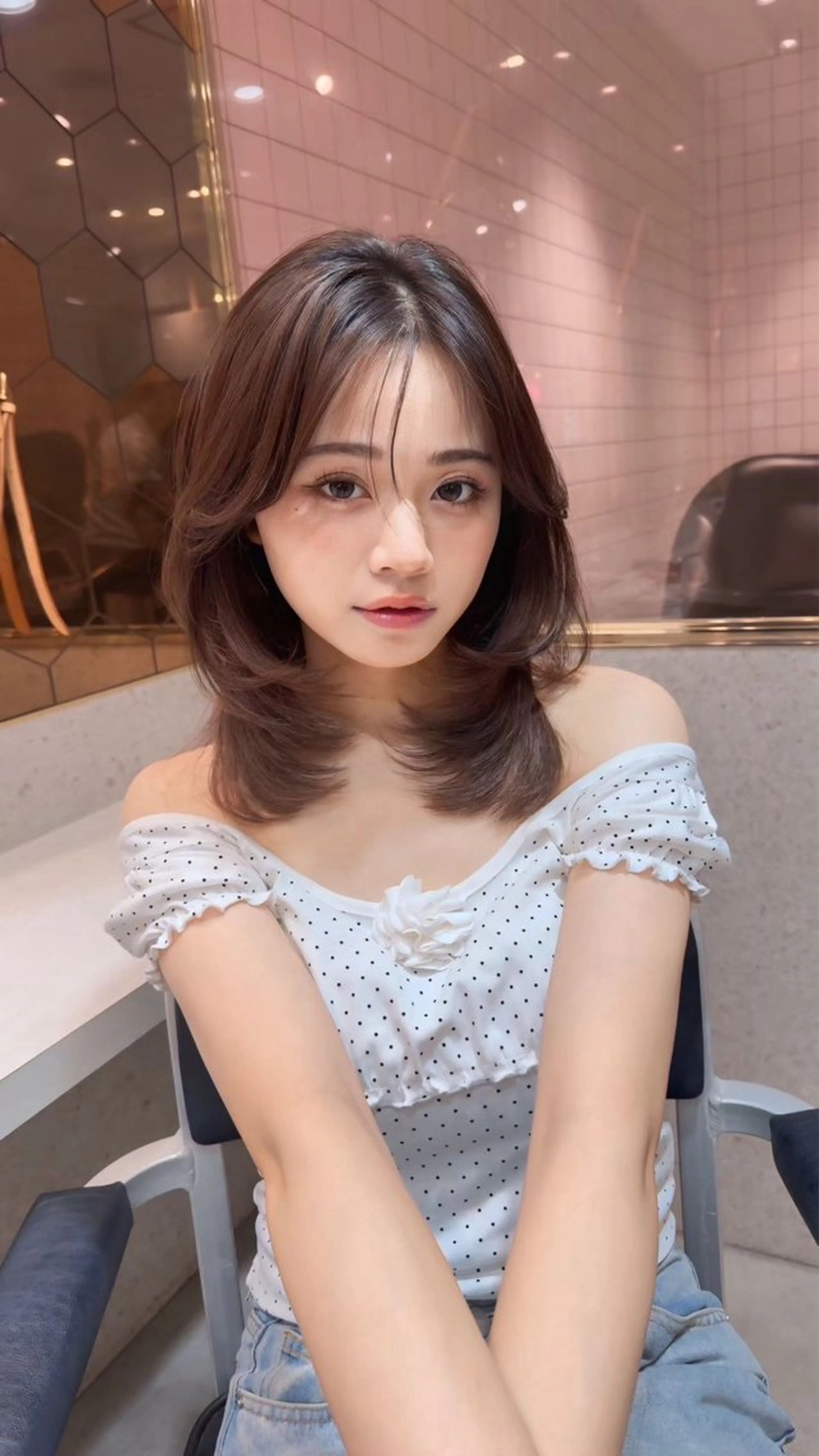 ミディアム カット ヘアカラー トリートメント 新宿/髪質改善/ボブ 韓国レイヤー大重聖斗のヘアスタイル