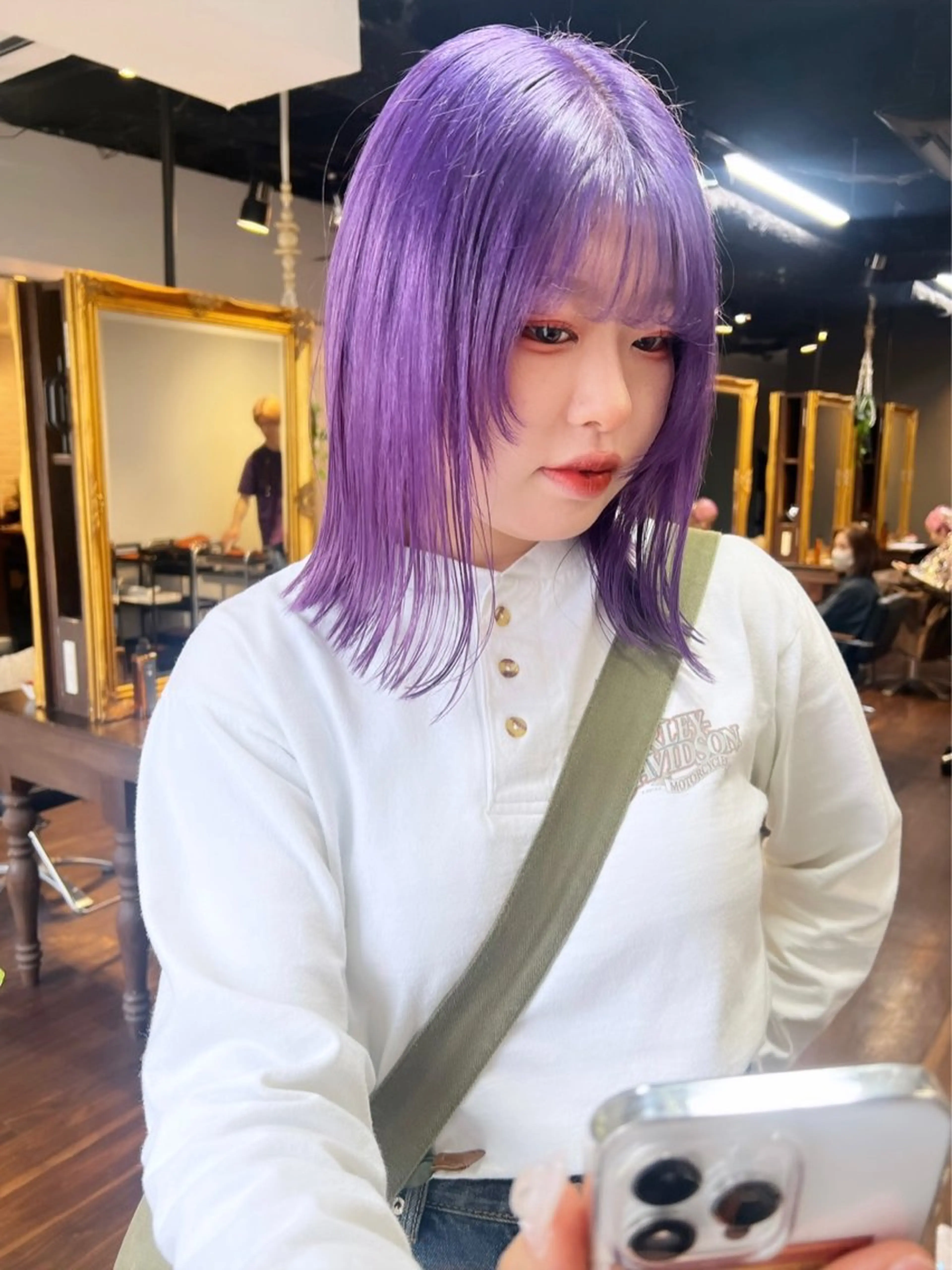 ミディアム カラー ヘアアレンジ ブリーチ ケアブリーチ ダブルカラー イヤリングカラー ハイトーンカラー カット ヘアカラー トリートメント 心斎橋ダブルカラー ボブ/レイヤーのヘアスタイル