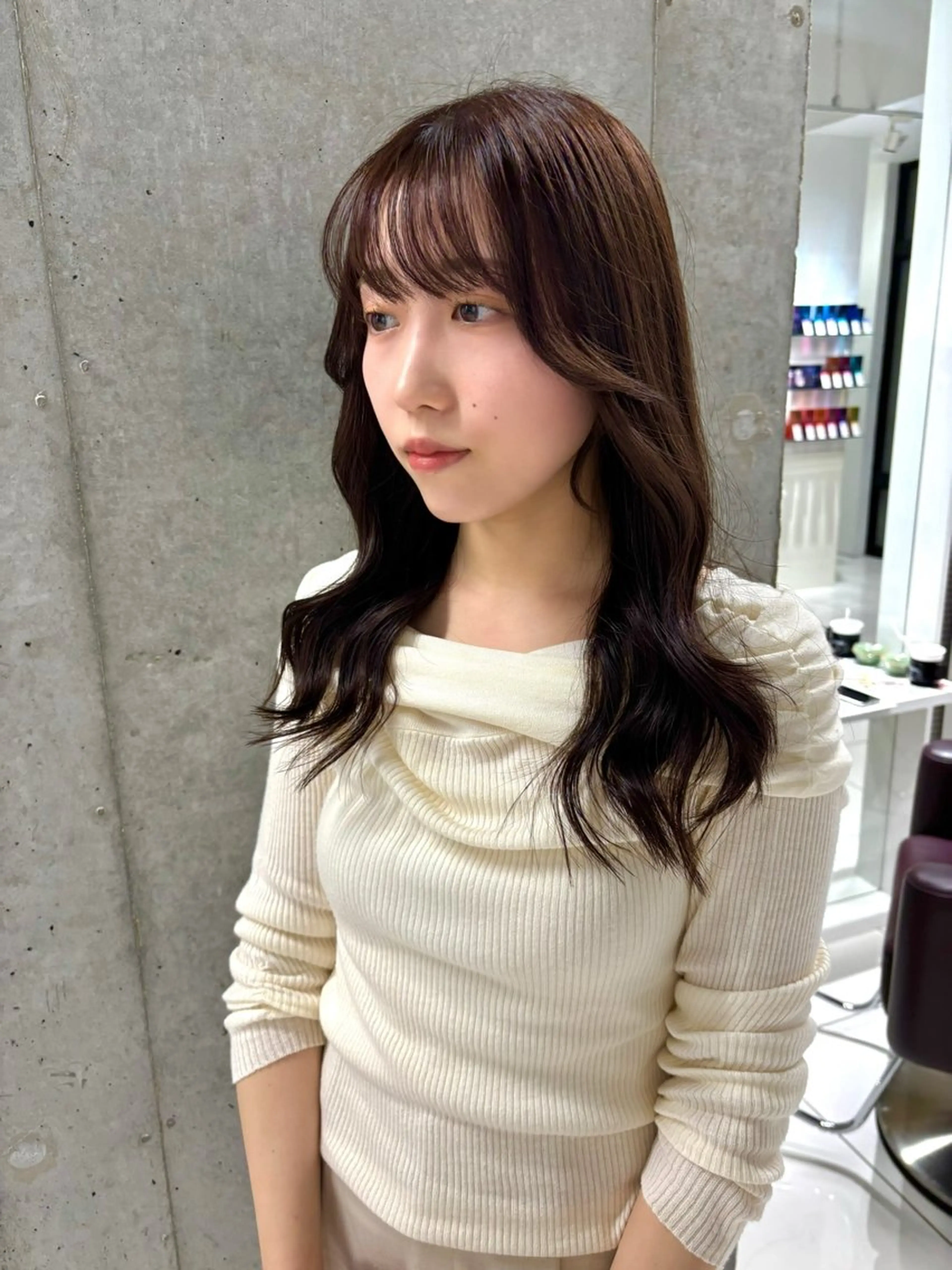 セミロング カラー アッシュ アッシュブラウン ブラウンカラー オレンジ ヘアカラー Miyu🎀レイヤー ／透明感カラー🪽のヘアスタイル