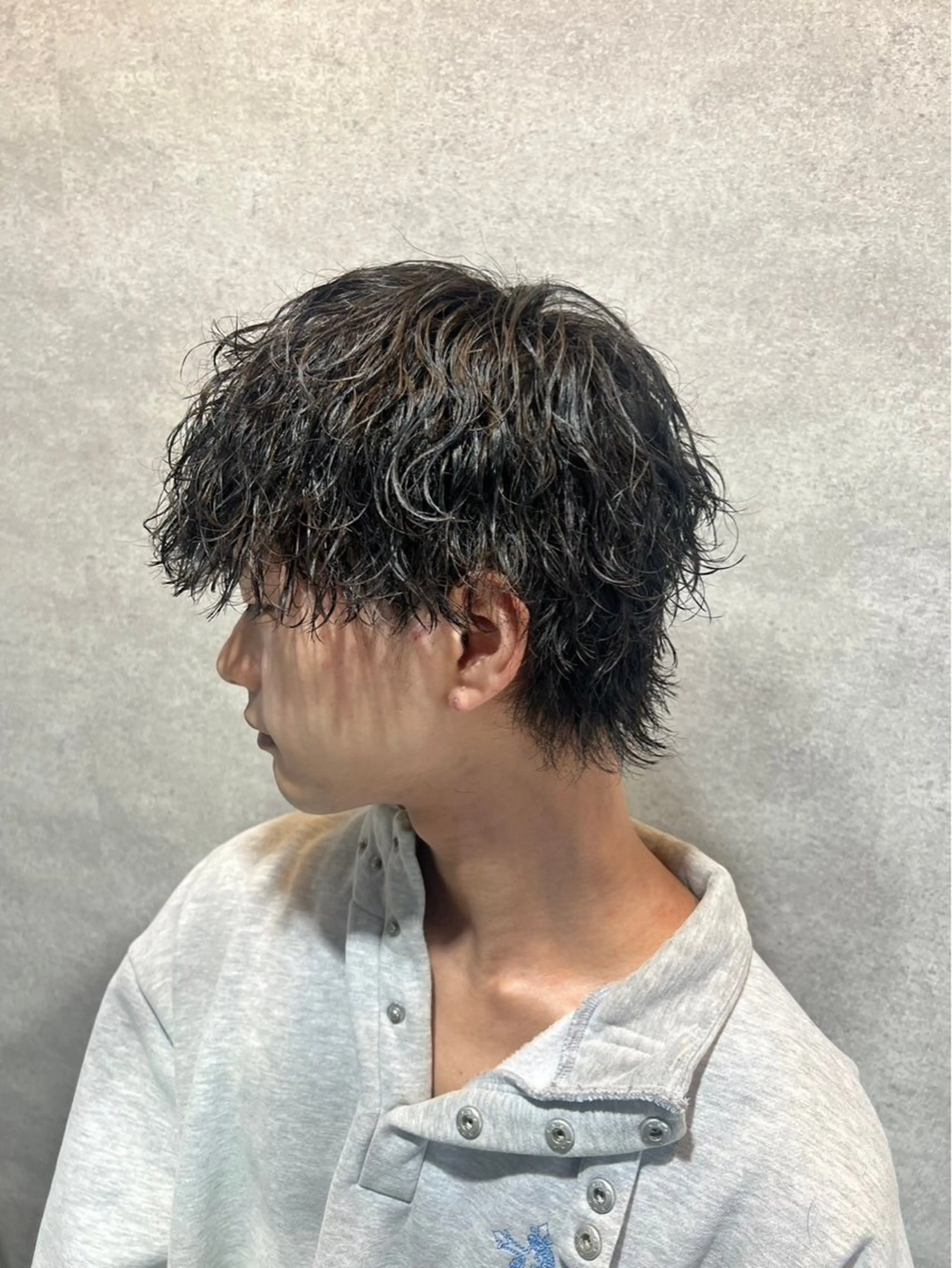 ショート パーマ メンズ *モデル募集🤍横浜 透明感カラー🫧のヘアスタイル