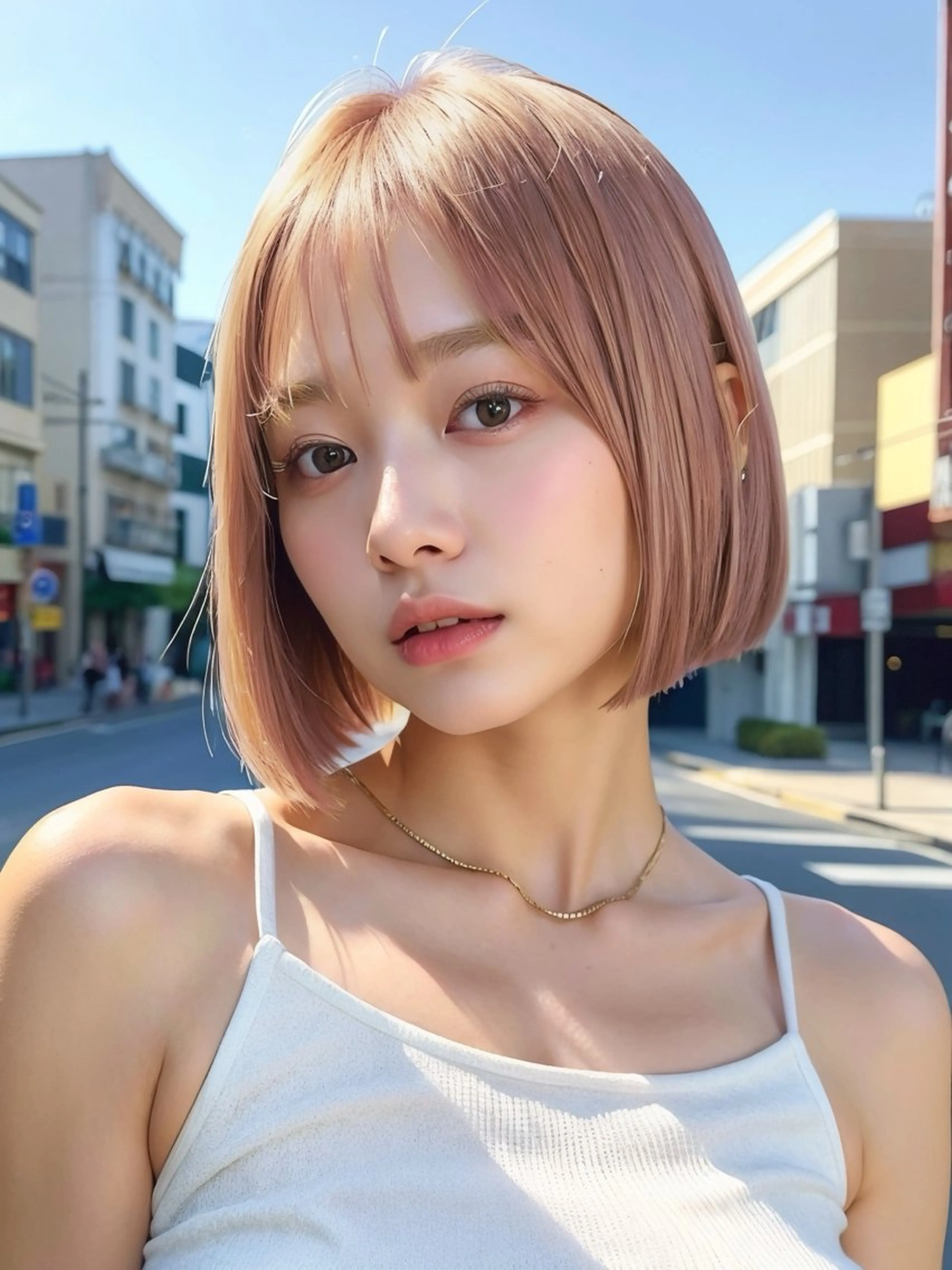 ショート ボブ ヘアカラー 韓国ヘア/レイヤー/ 髪質改善のヘアスタイル