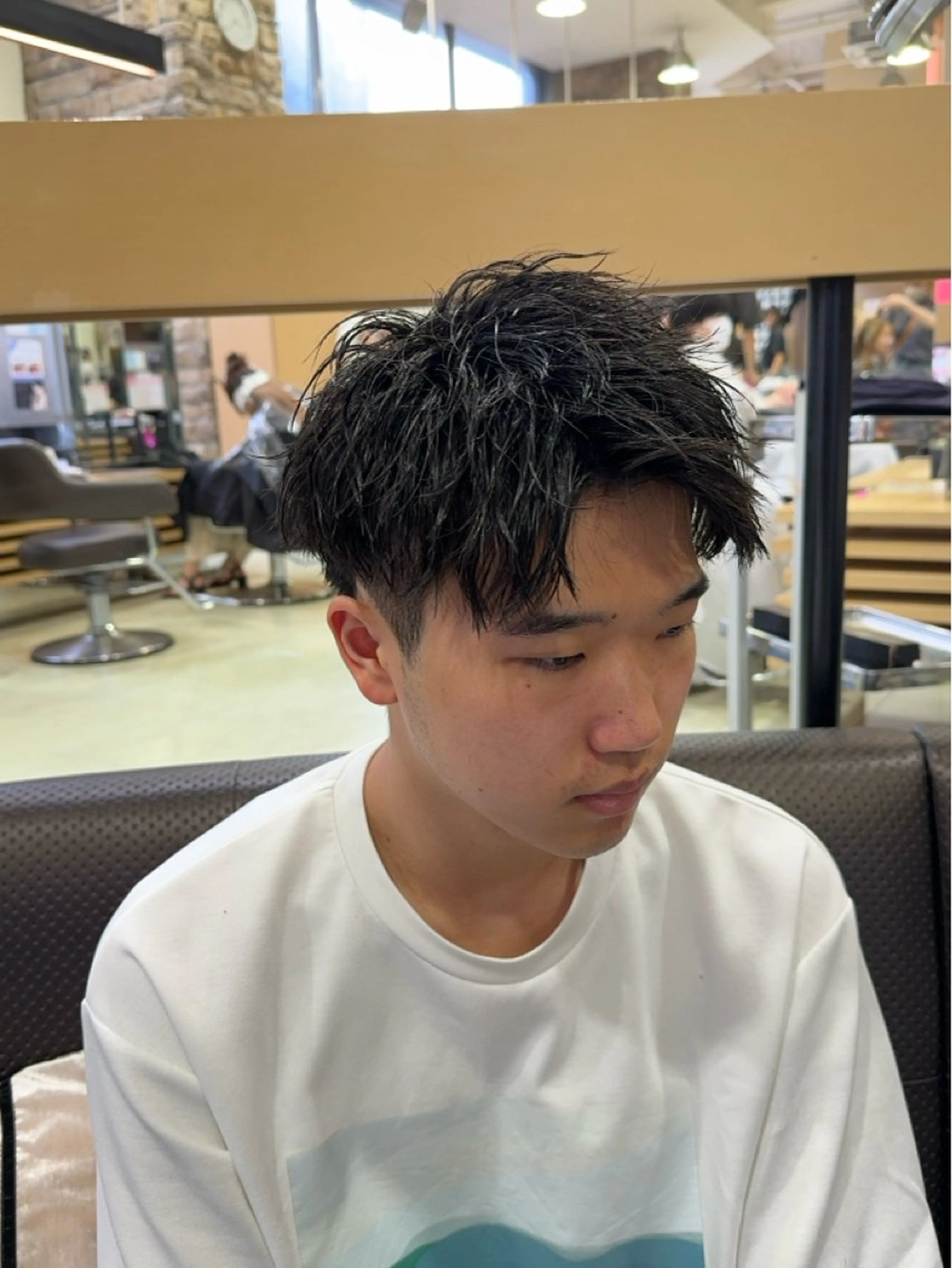 パーマ メンズ カット パーマ センターパート メンズパーマ/坂本翔のヘアスタイル