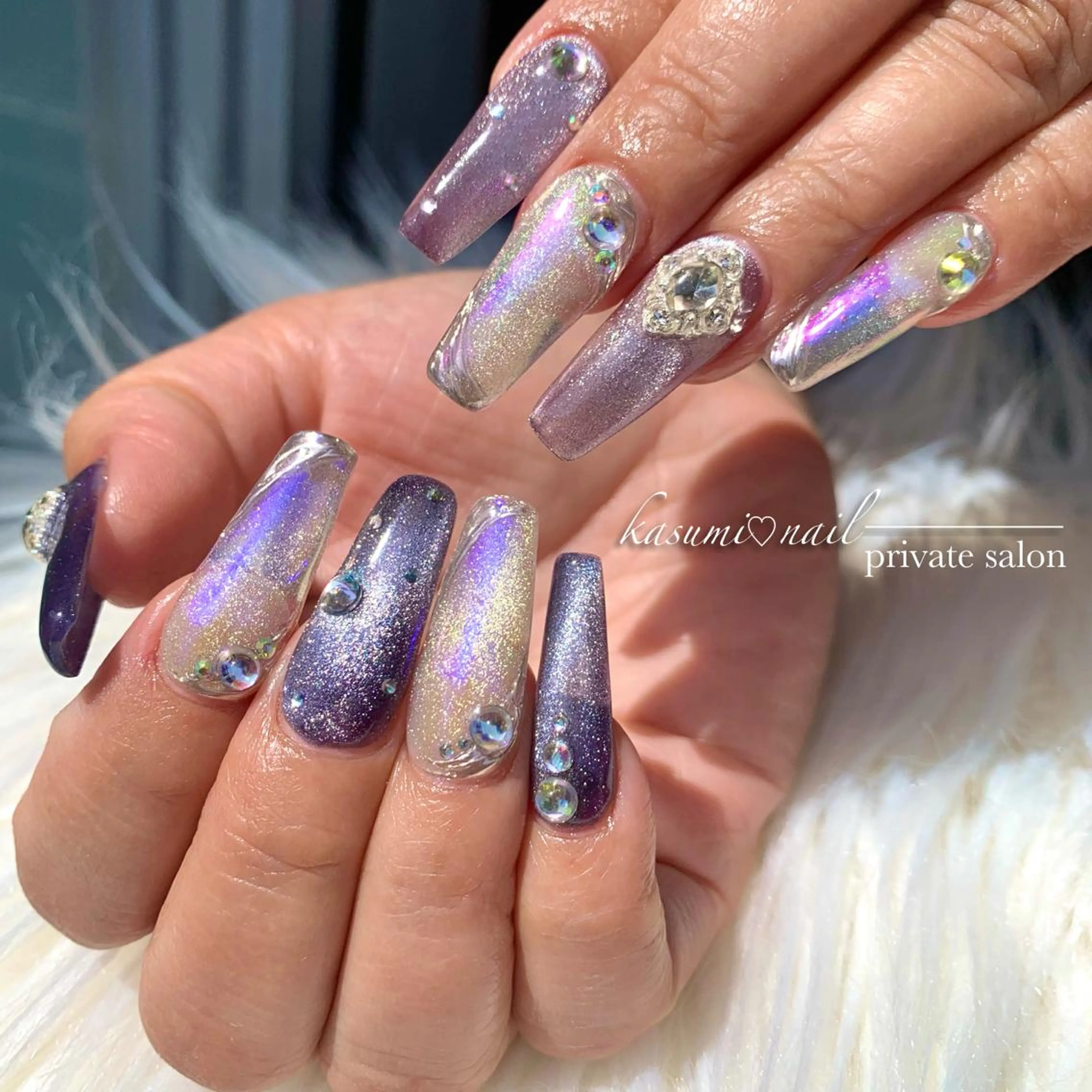 ネイル アートネイル フットネイル フレンチネイル ロングネイル マグネットネイル KASUMI♡ Nailのネイルデザイン