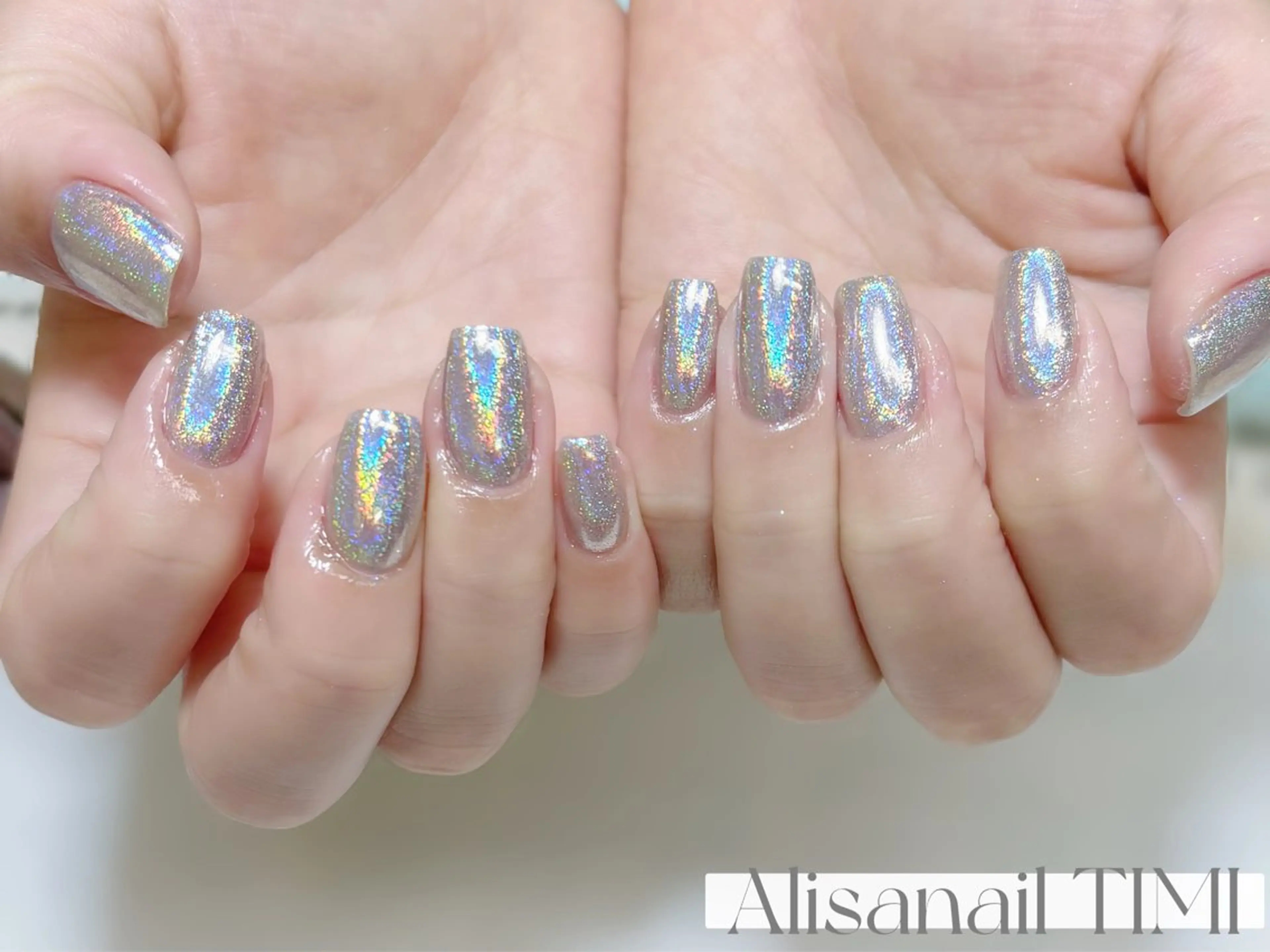 ネイル ホログラムネイル ミラーネイル ワンカラーネイル ハンドネイル Alisa nail Timiのネイルデザイン