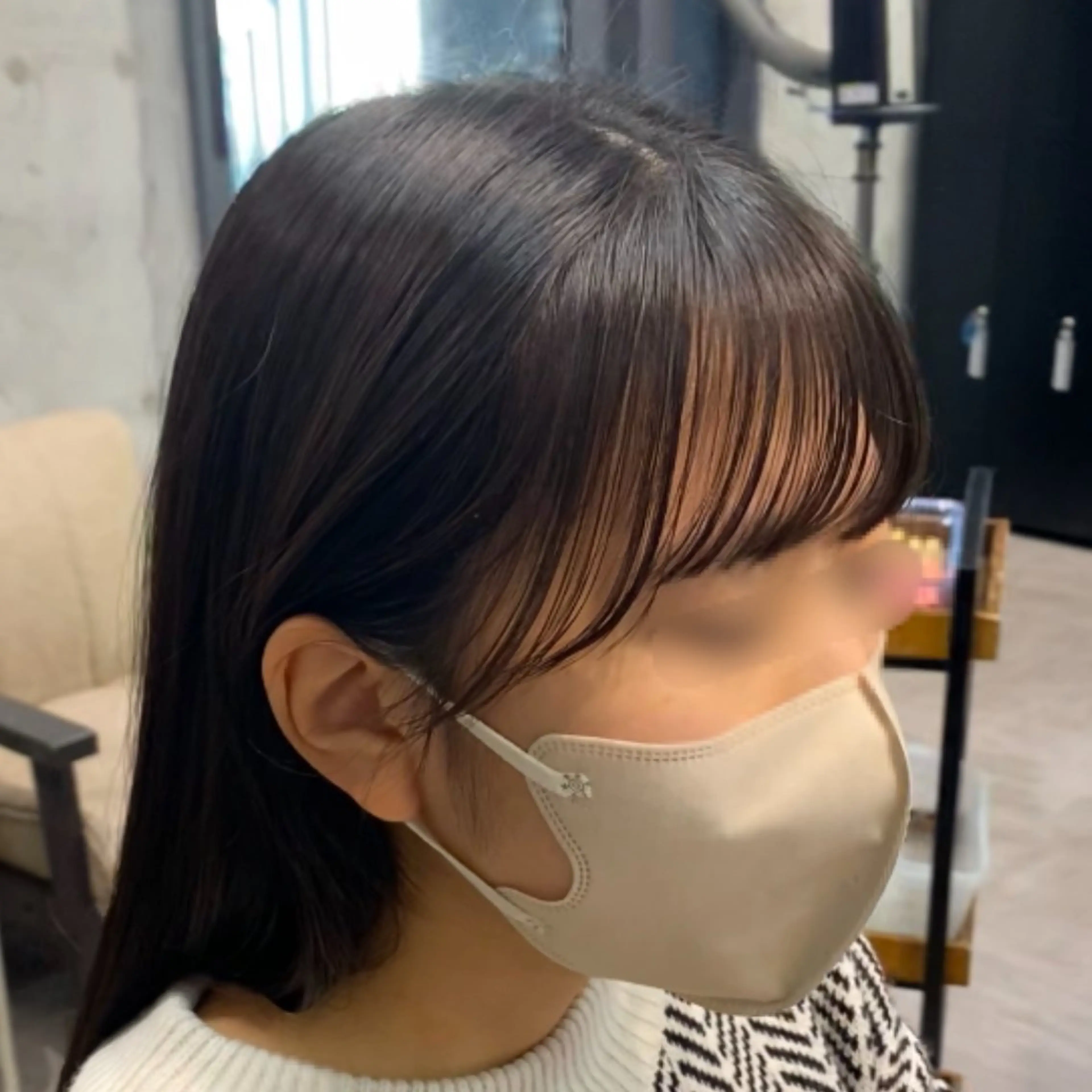 セミロング 顔周りカット カット 艶暖色カラー🍒 縮毛矯正ほののヘアスタイル