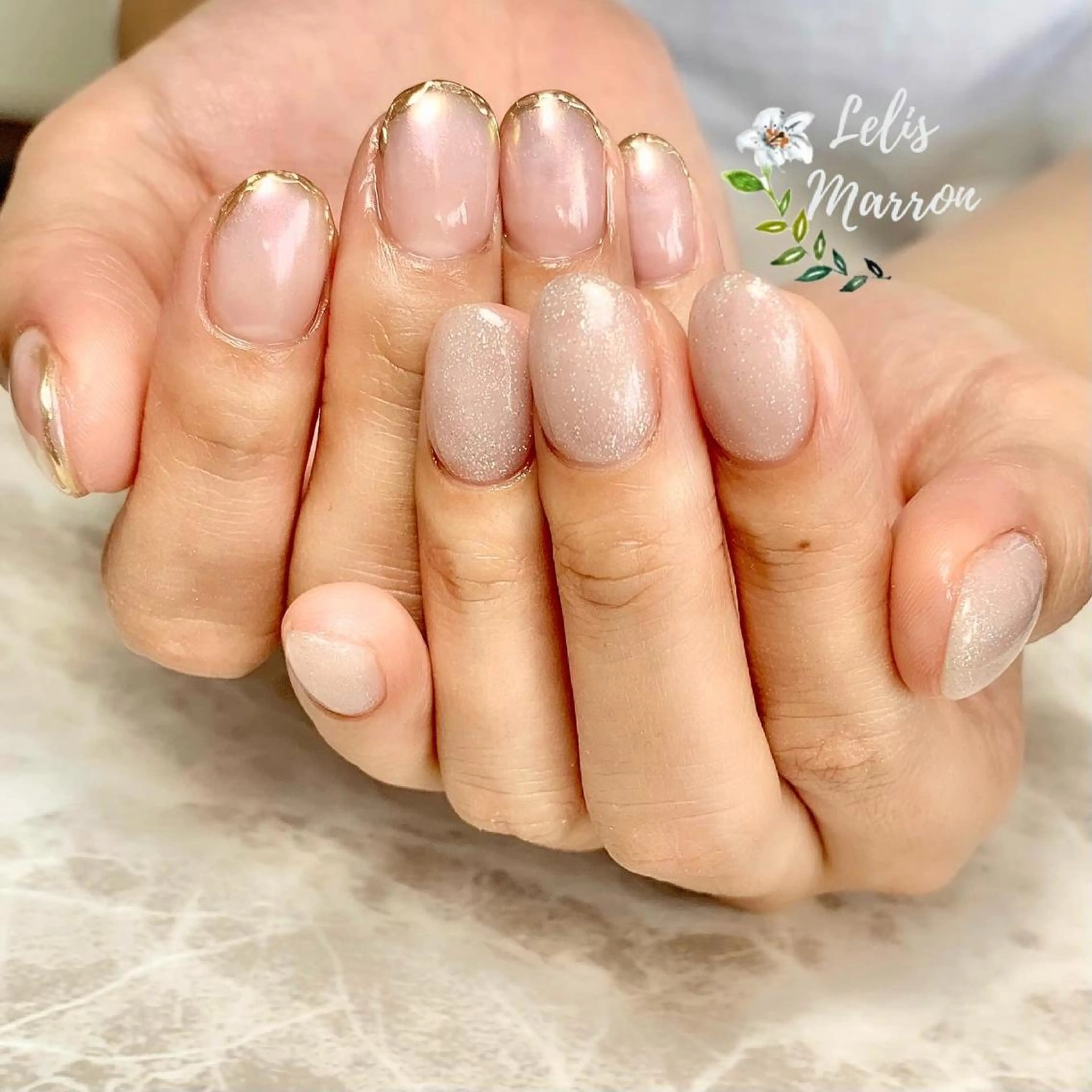 ネイル オーロラネイル フレンチネイル ミラーネイル ニュアンスネイル ワンカラーネイル Lelis Marron所属・岸 侑李のネイルデザイン