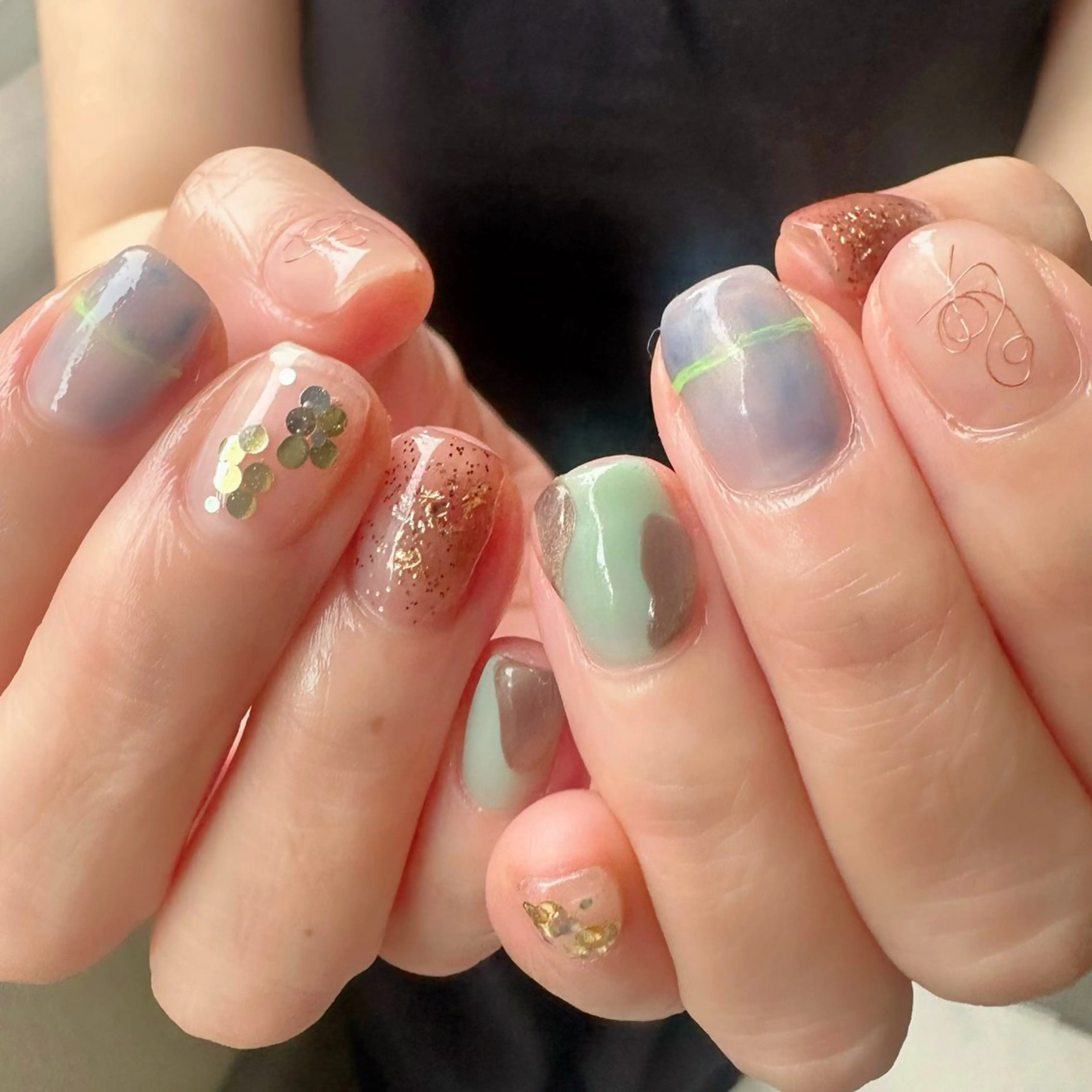 ネイル アートネイル 氷ネイル・うるうるネイル 韓国ネイル ニュアンスネイル 🪞KAPE NAIL 🪞のネイルデザイン