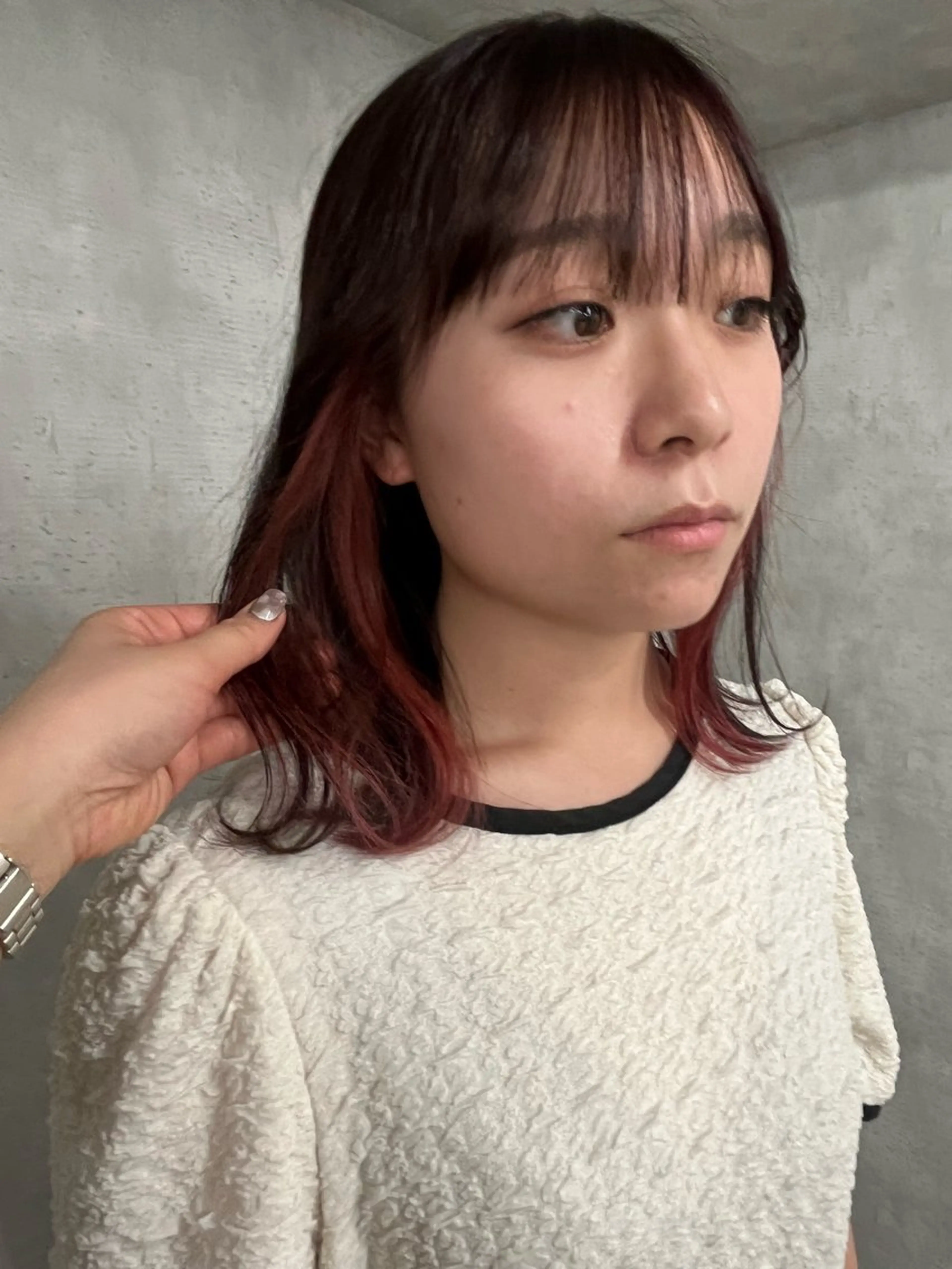 カラー ピンクカラー ヘアカラー anon Loemのヘアスタイル