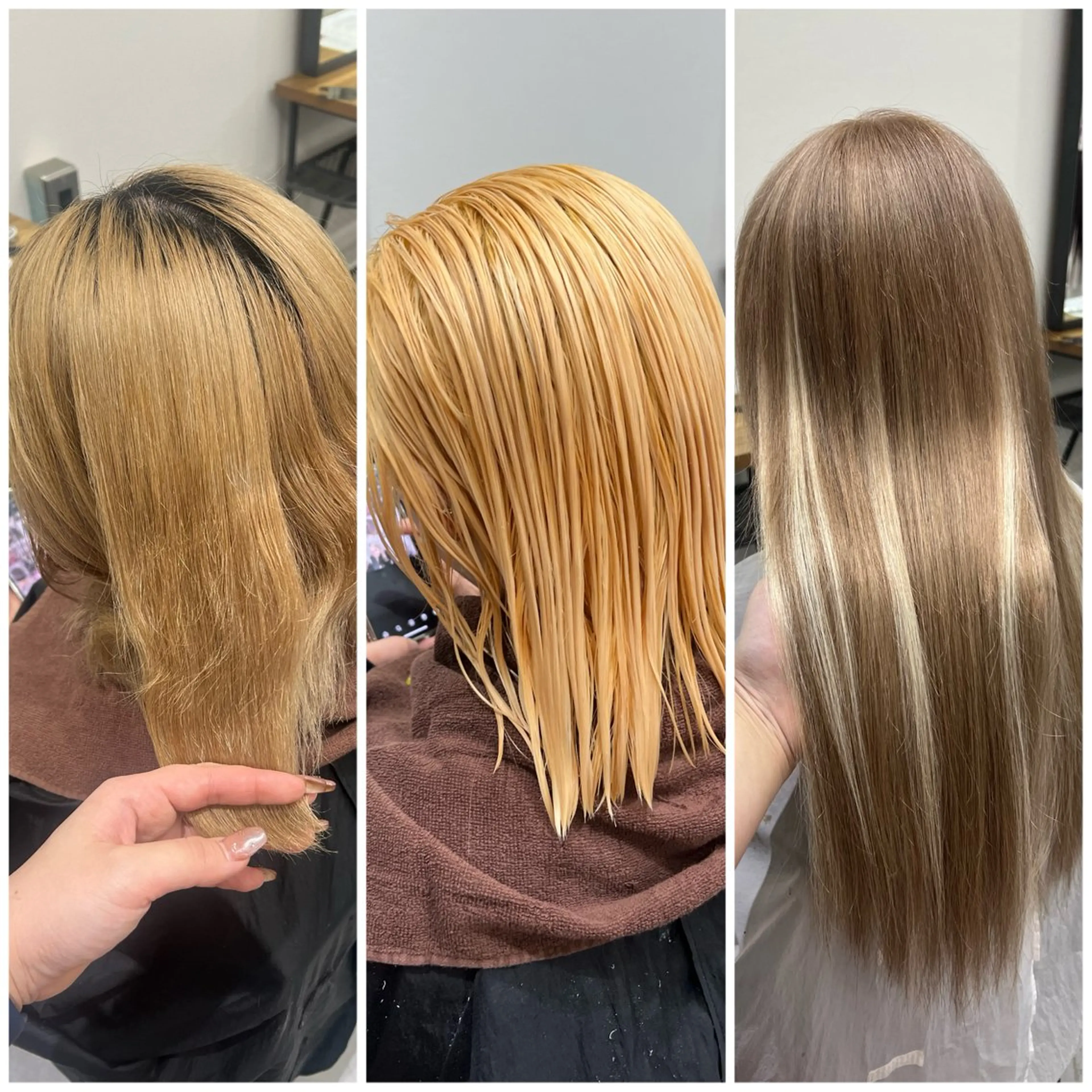ロング カラー シールエクステ ベージュカラー ブリーチ ブラウンカラー ブラウンベージュ カットモデル募集 八王子/kyocoのヘアスタイル