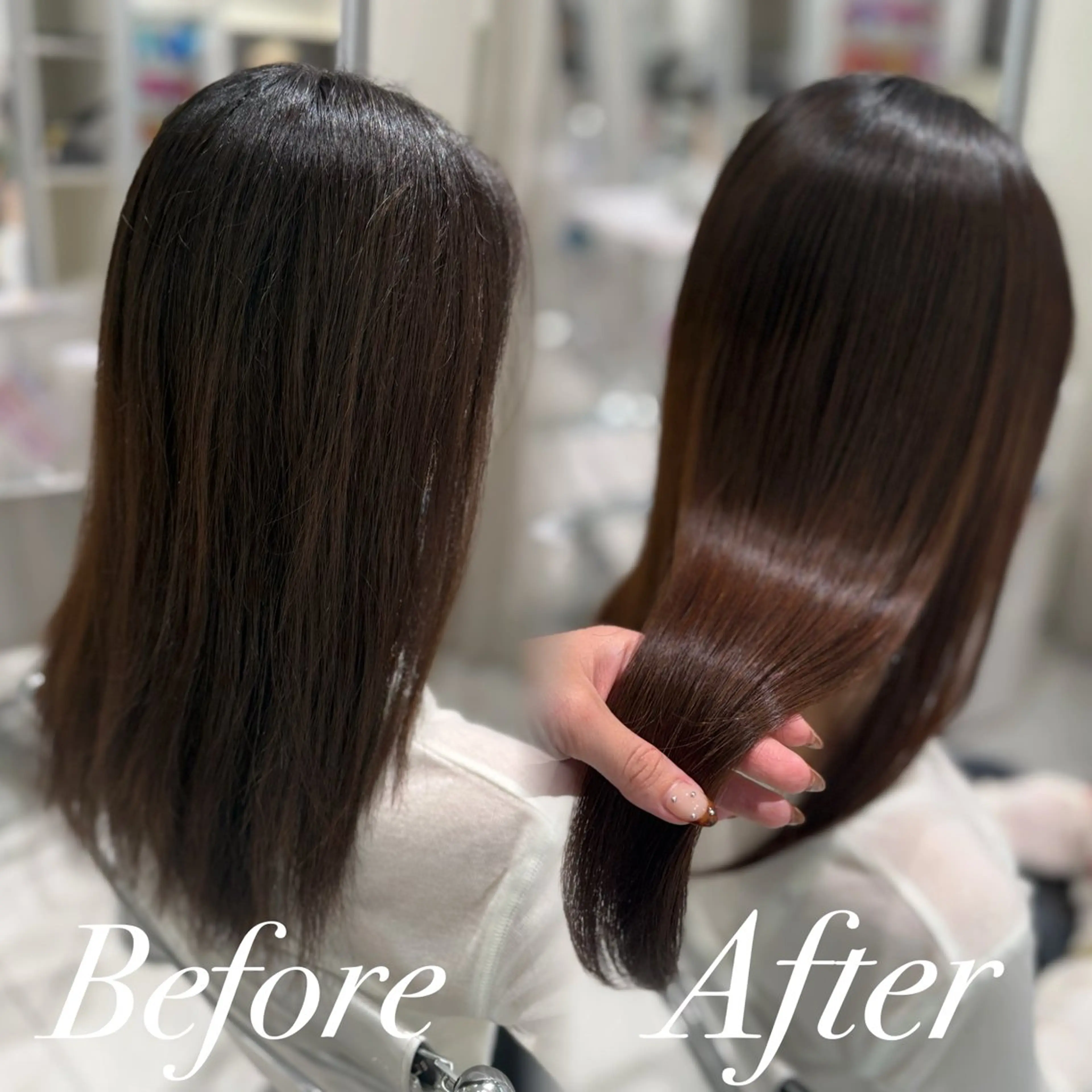 ミディアム 縮毛矯正 カット ヘアカラー 韓国スタイル🇰🇷 児島葉月のヘアスタイル