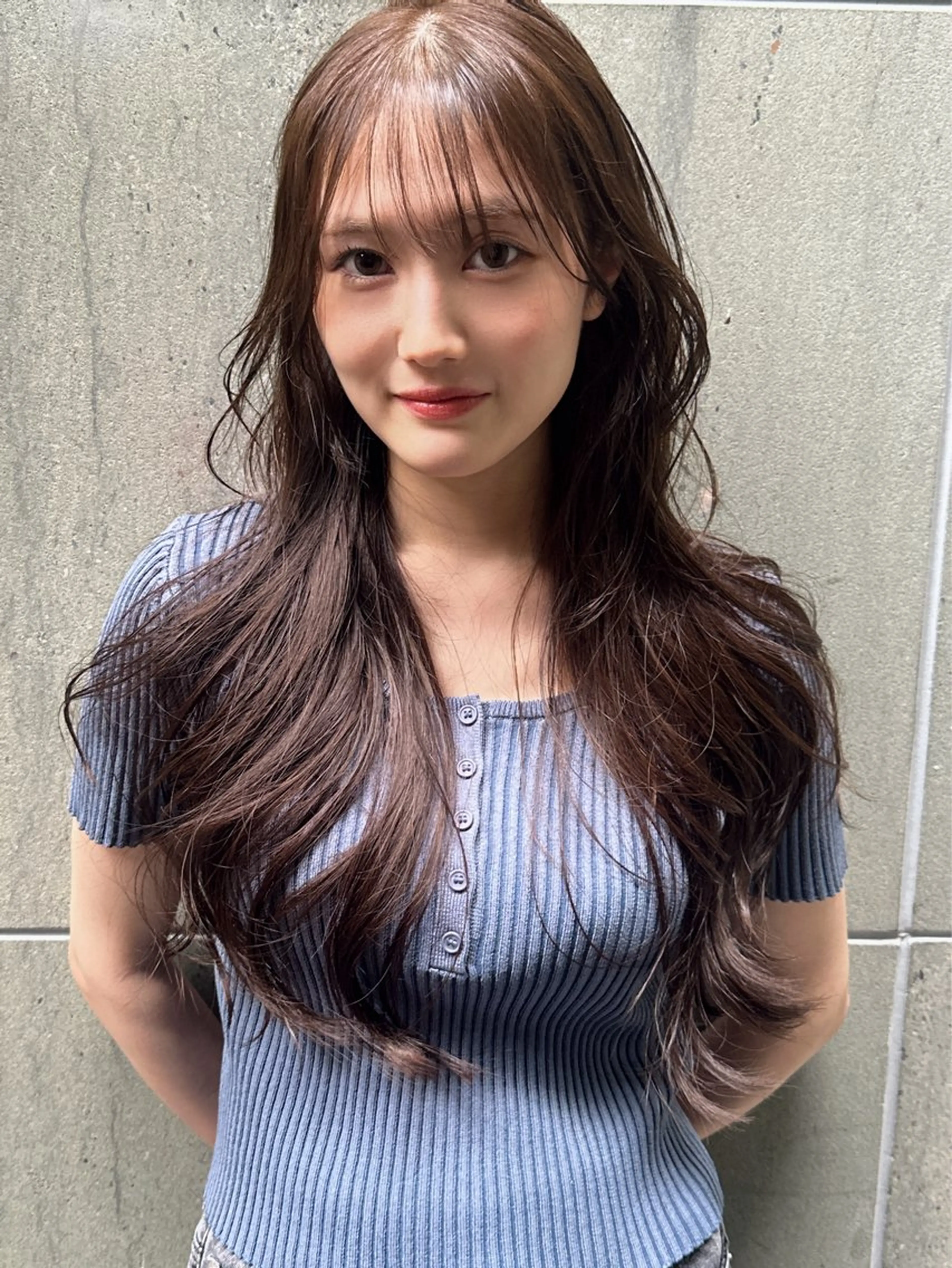 ロング カラー 韓国風ヘア レイヤーカット カット ヘアカラー トリートメント AiM エイム　韓国レイヤーのヘアスタイル