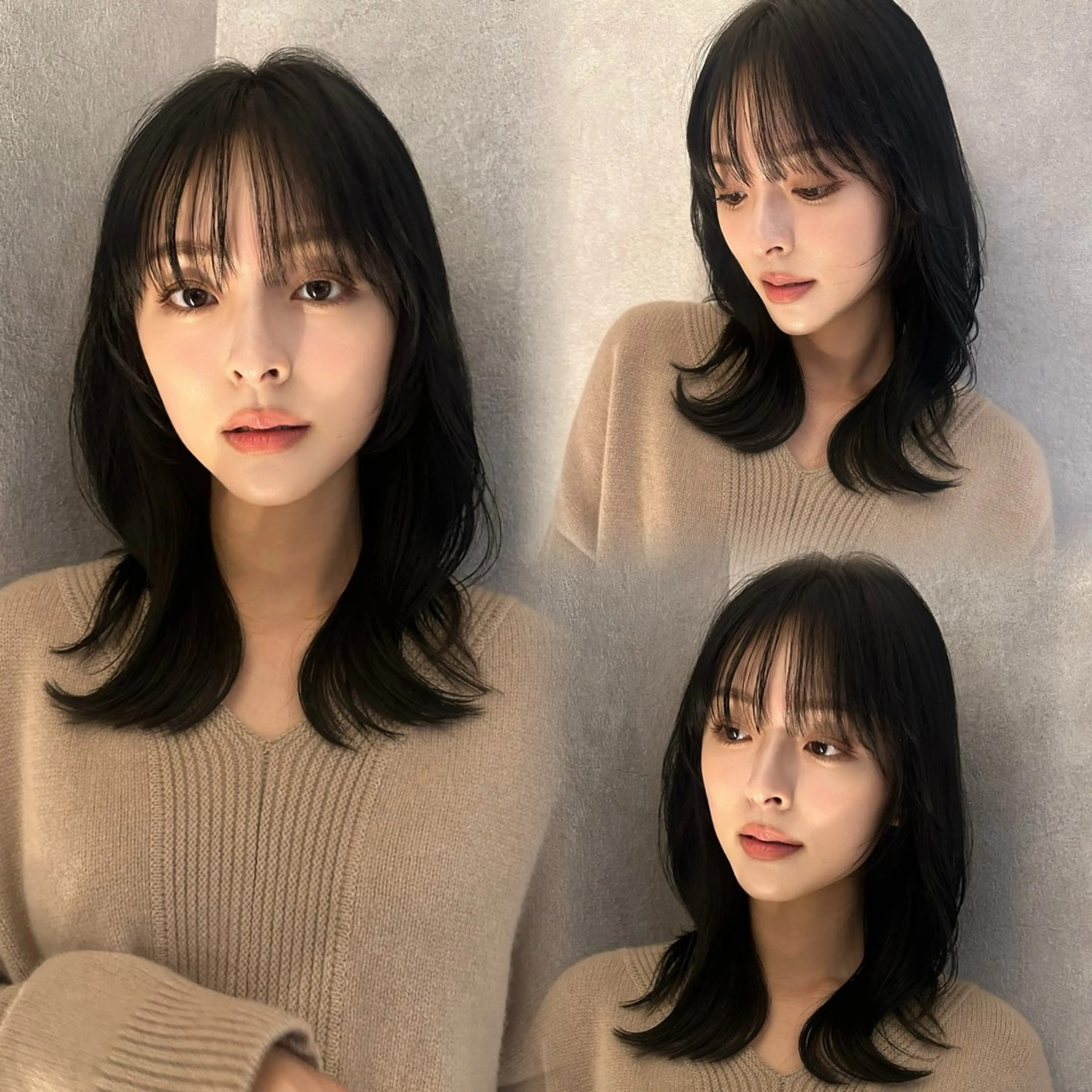 ミディアム くびれヘア 顔まわりレイヤー 顔周りカット レイヤーカット カット ヘアカラー トリートメント ヘアセット 韓国ヘア/レイヤー/ 髪質改善/銀座/田島のヘアスタイル