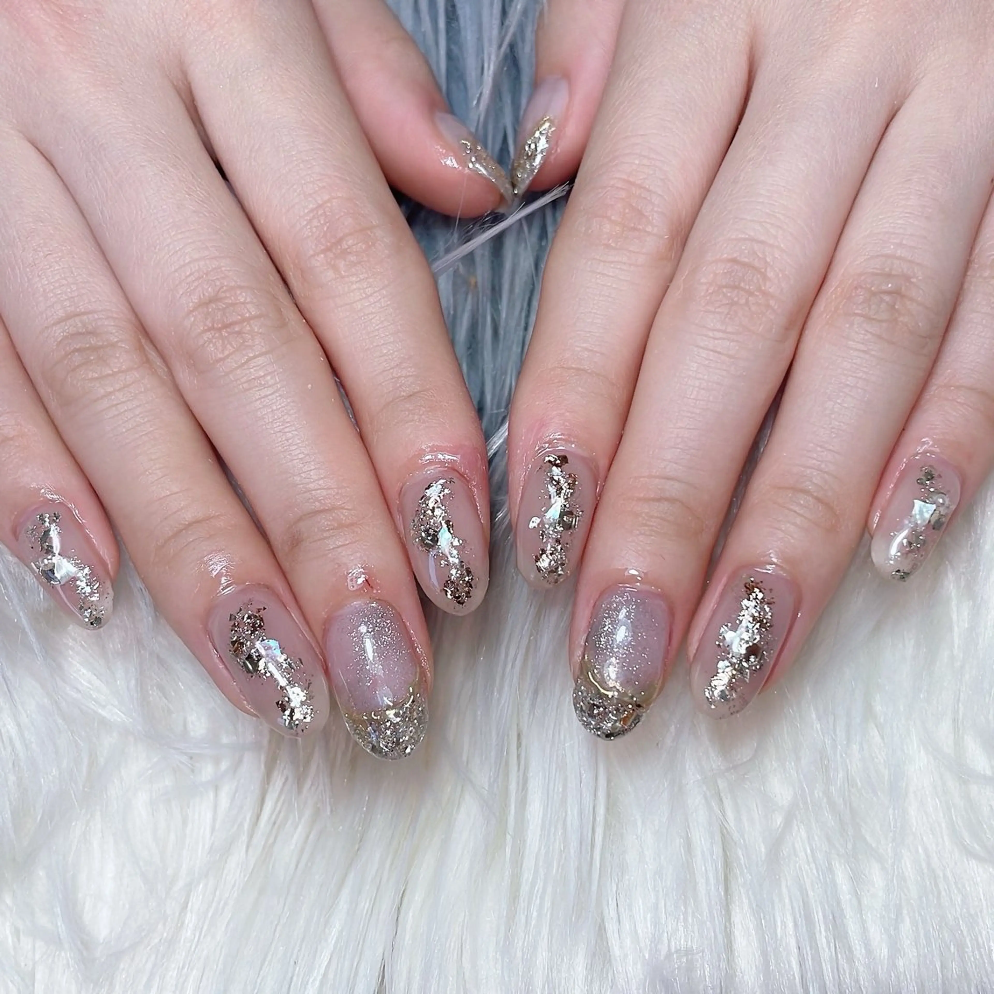 ネイル フレンチネイル ガラスフレンチ ニュアンスネイル 冬ネイル ハンドネイル nail salon R'sのネイルデザイン