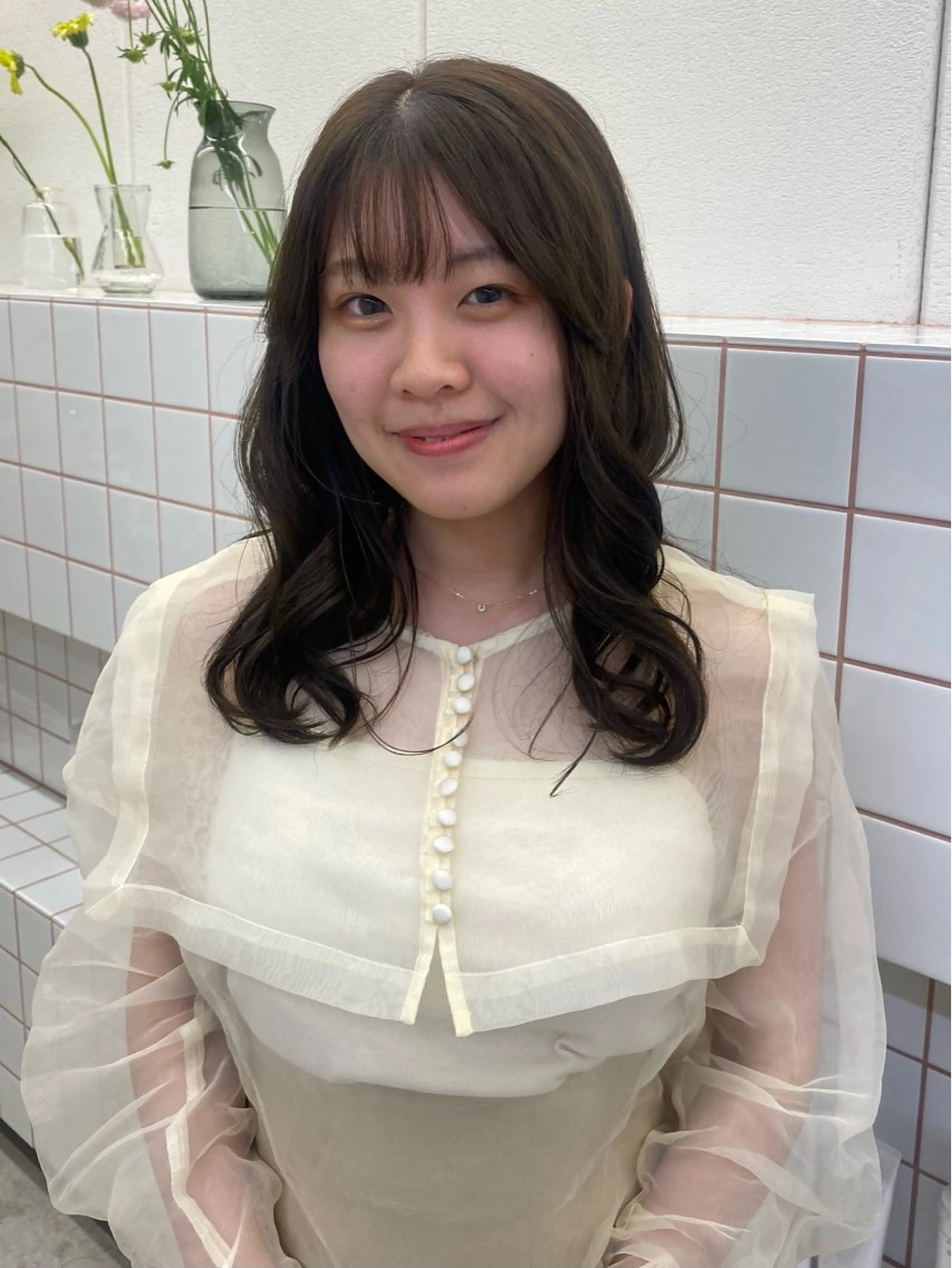 ロング カラー オリーブカラー NIKO/名古屋/ 伏見/花屋併設のヘアスタイル