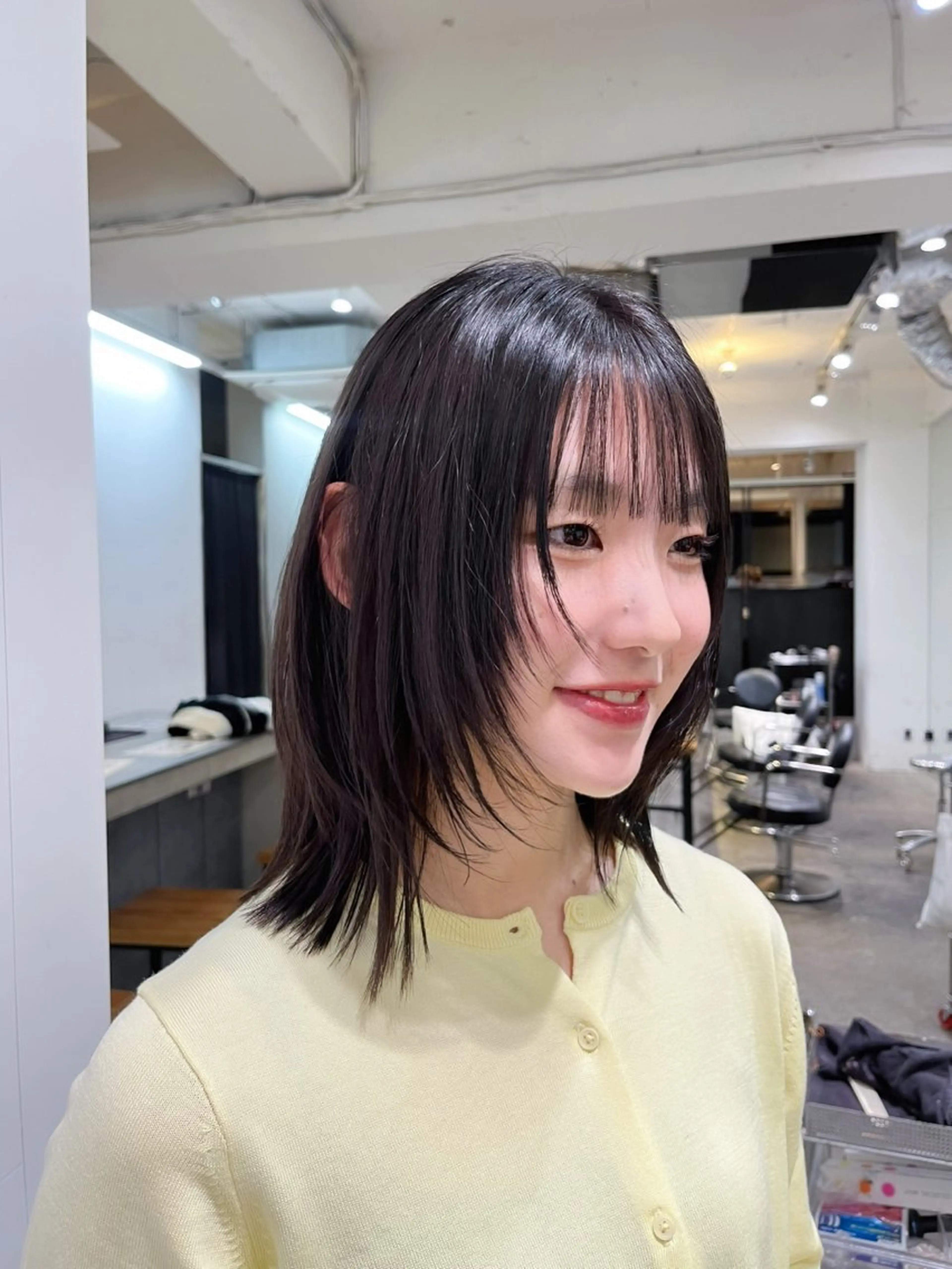 ミディアム ボブ 顔まわりレイヤー レイヤーカット stud.所属・髪質改善/韓国ヘア yunaのヘアスタイル