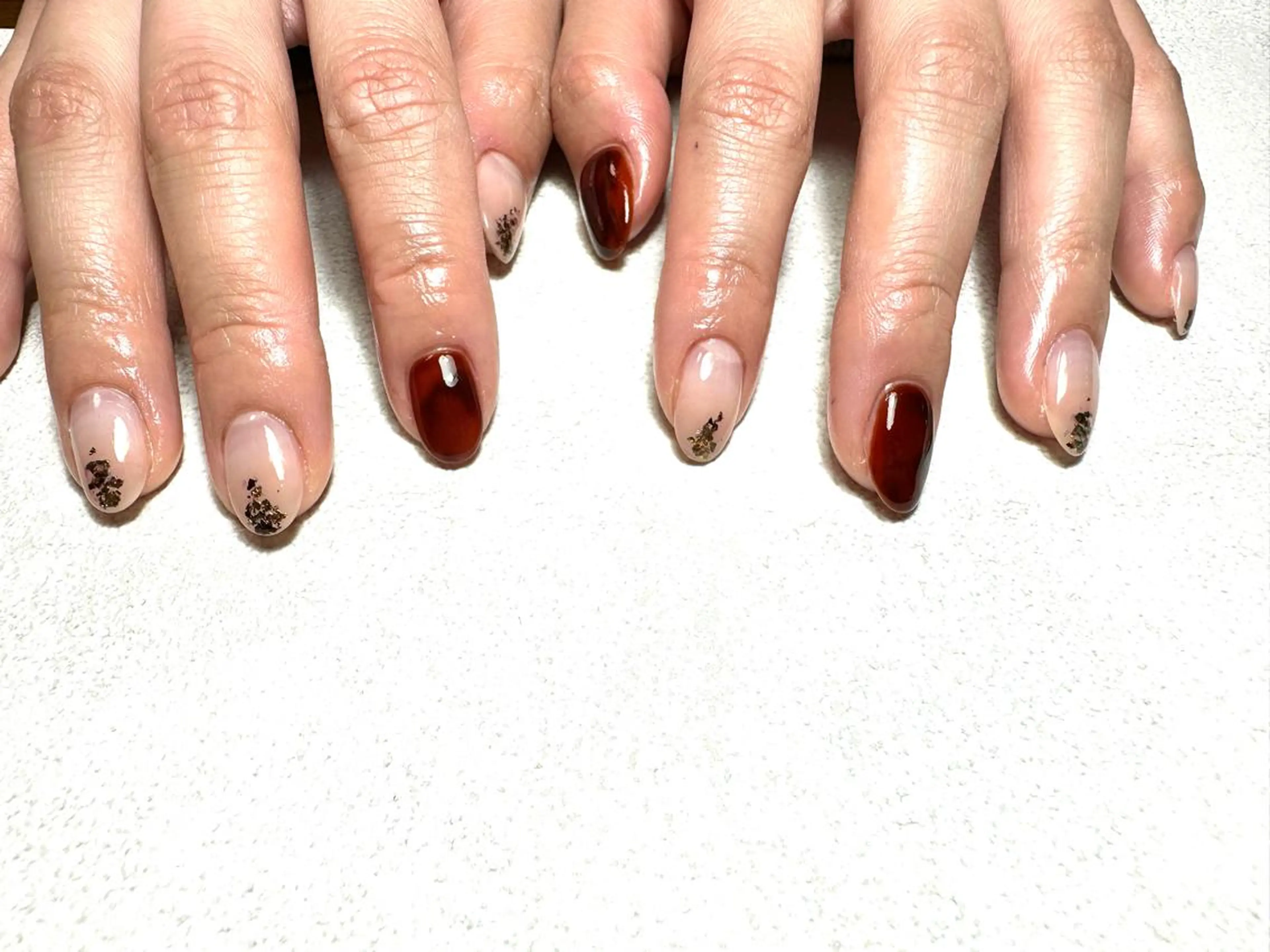 ネイル ブラウン ジェルネイル ニュアンスネイル シンプルネイル ハンドネイル nailsalon /はるのネイルデザイン