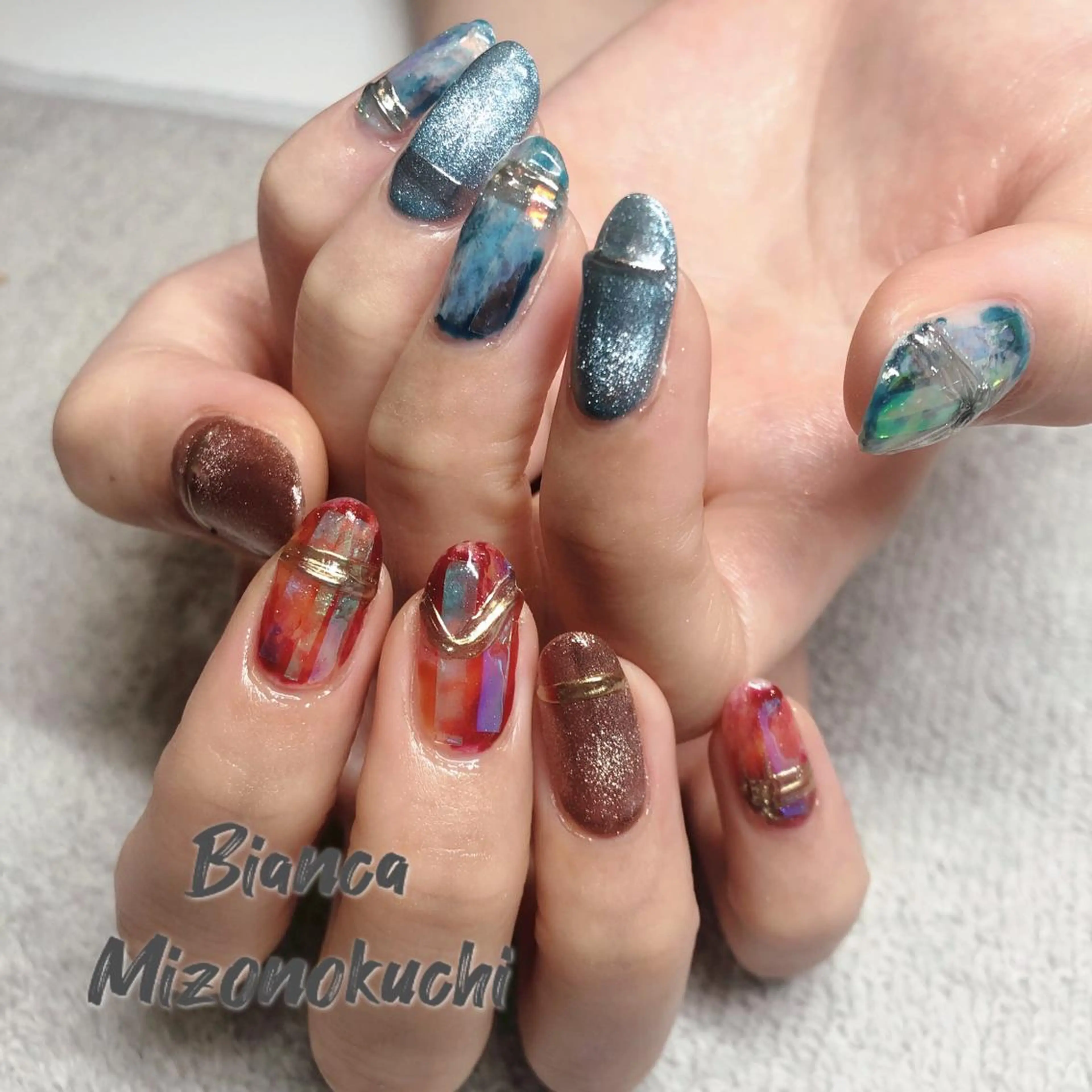 ネイル 持ち込み ハンドネイル Bianca 溝の口 ASANOのネイルデザイン