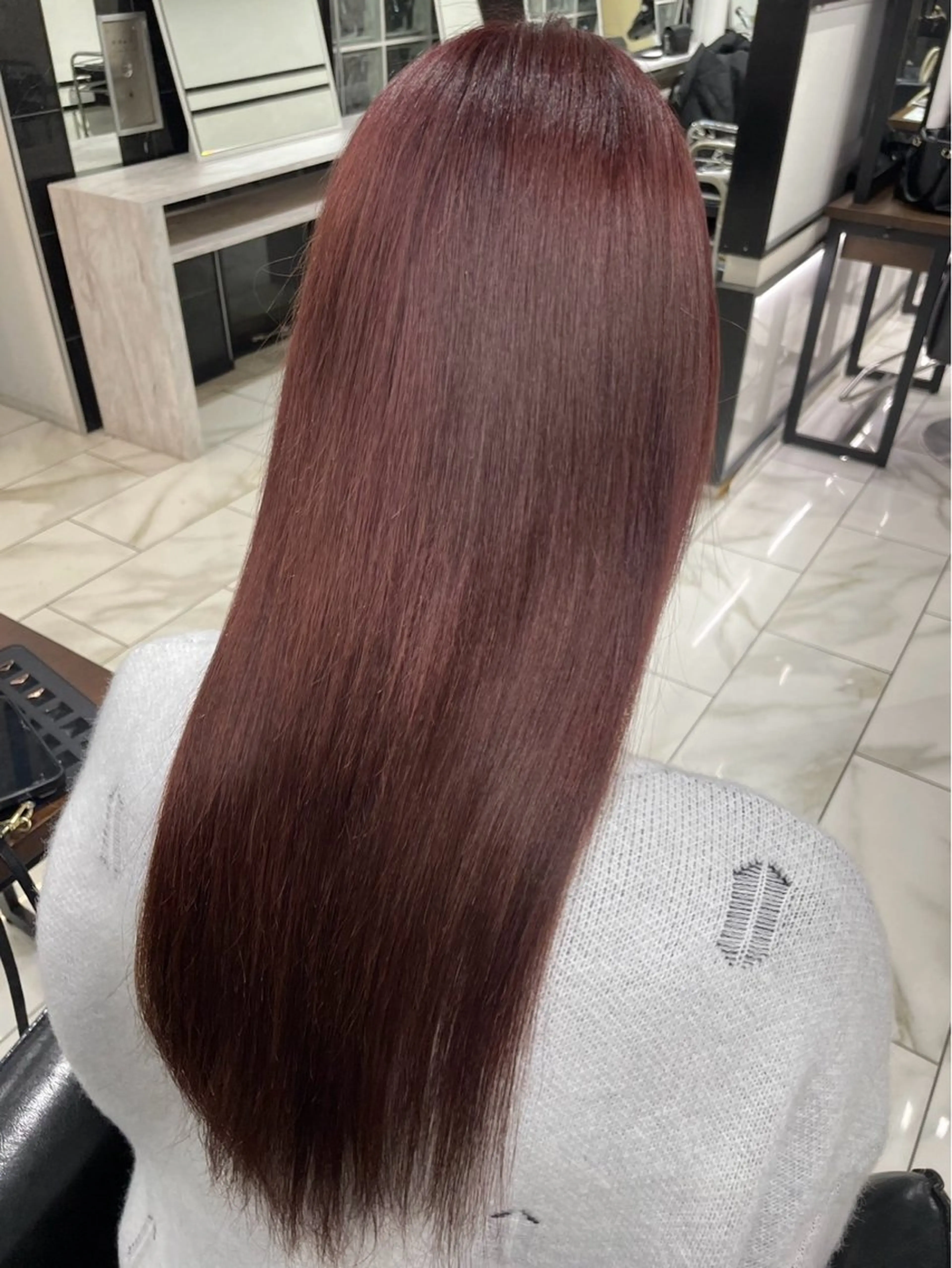ロング むっち〜 縮毛矯正／ケアカラーのヘアスタイル