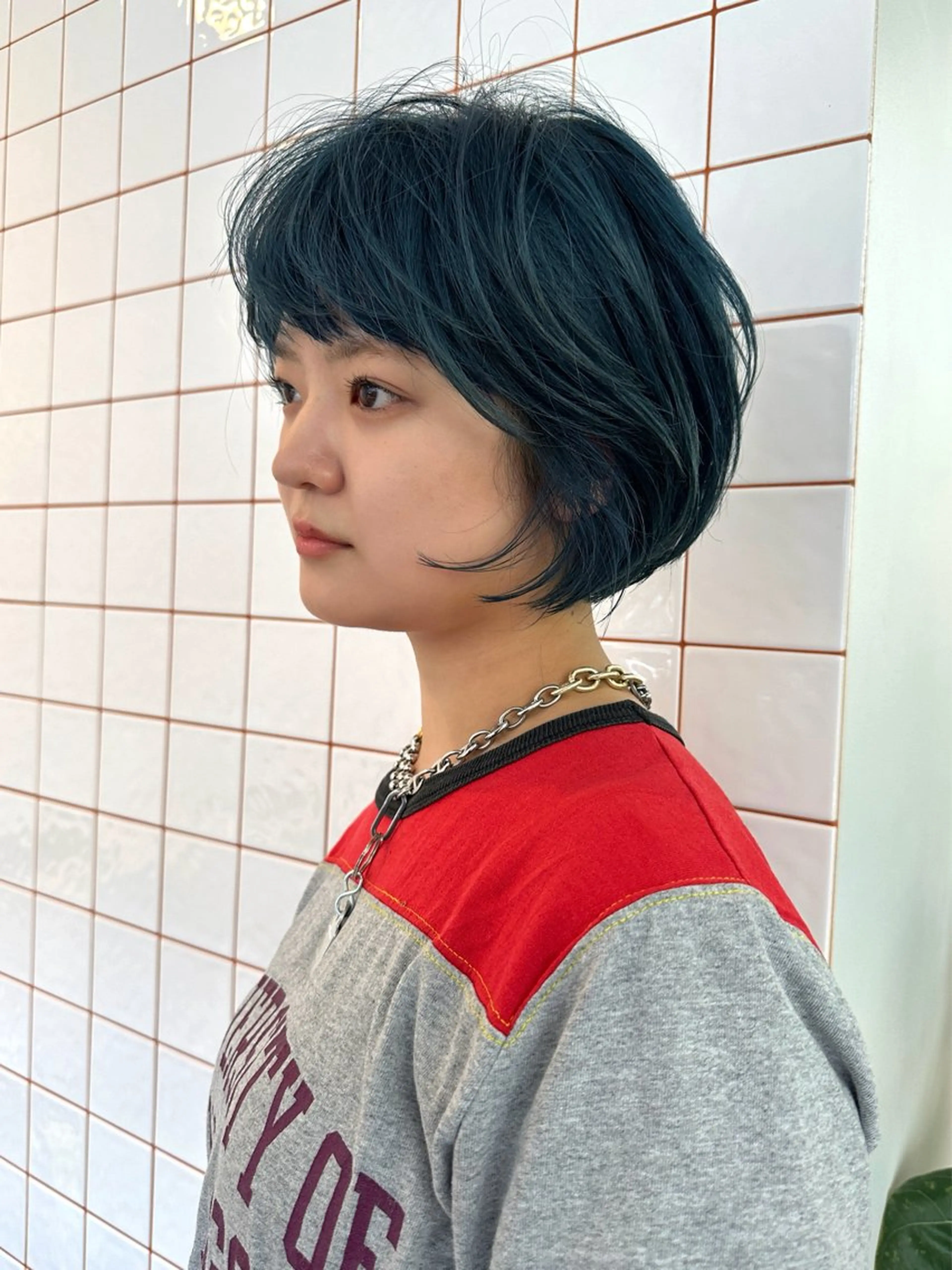 ショート カラー ショートボブ ネイビーカラー ボブ ショートヘア カット ヘアカラー トリートメント ボブ/レイヤー/ケア パーマ/透明感カラーのヘアスタイル