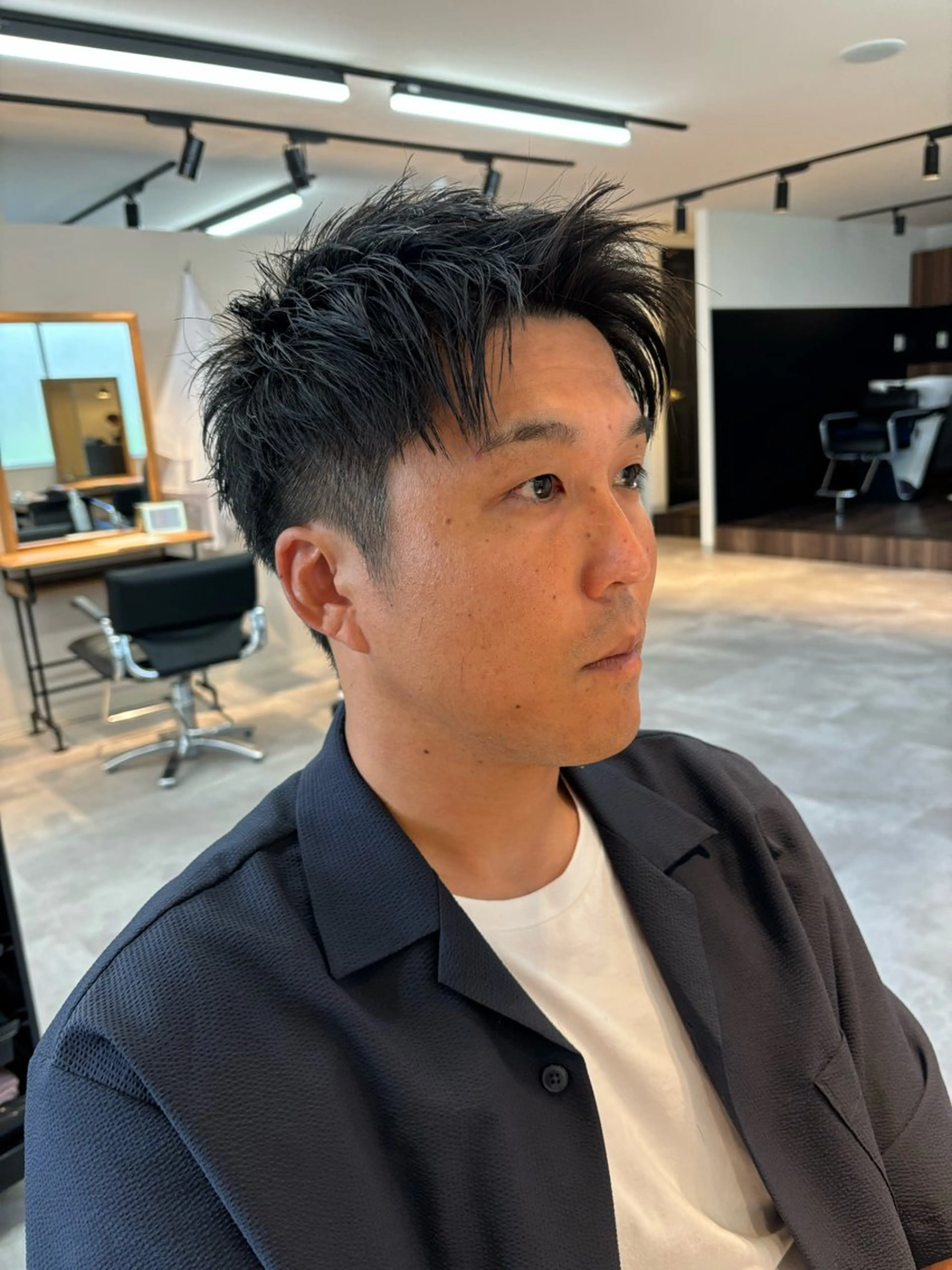 メンズ アップバング メンズショート カット 保立/メンズカット 千葉駅フェザーパーマのヘアスタイル