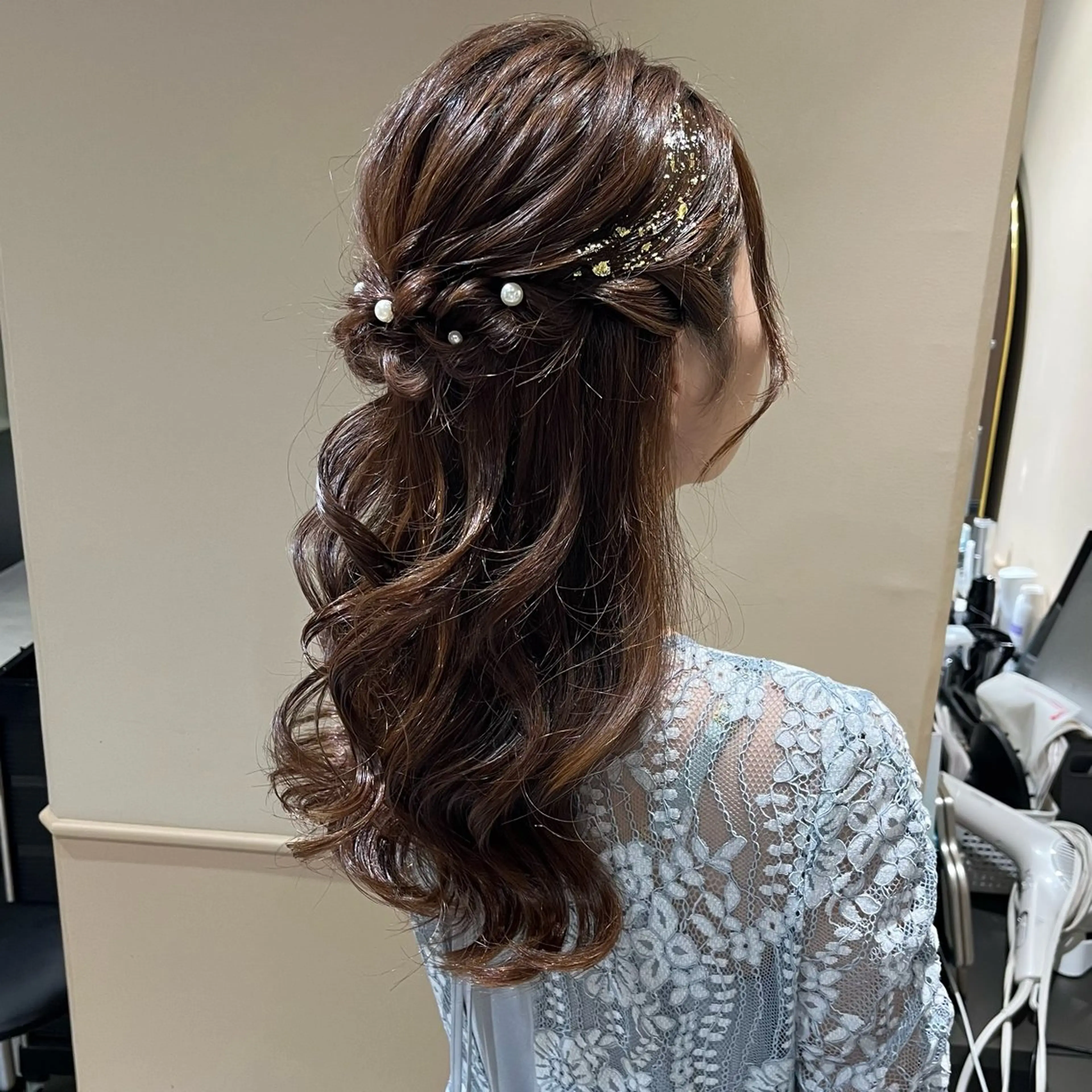 ロング ヘアアレンジ ハーフアップ ヘアセット 🫧tomoka 透明感カラー🫧のヘアスタイル