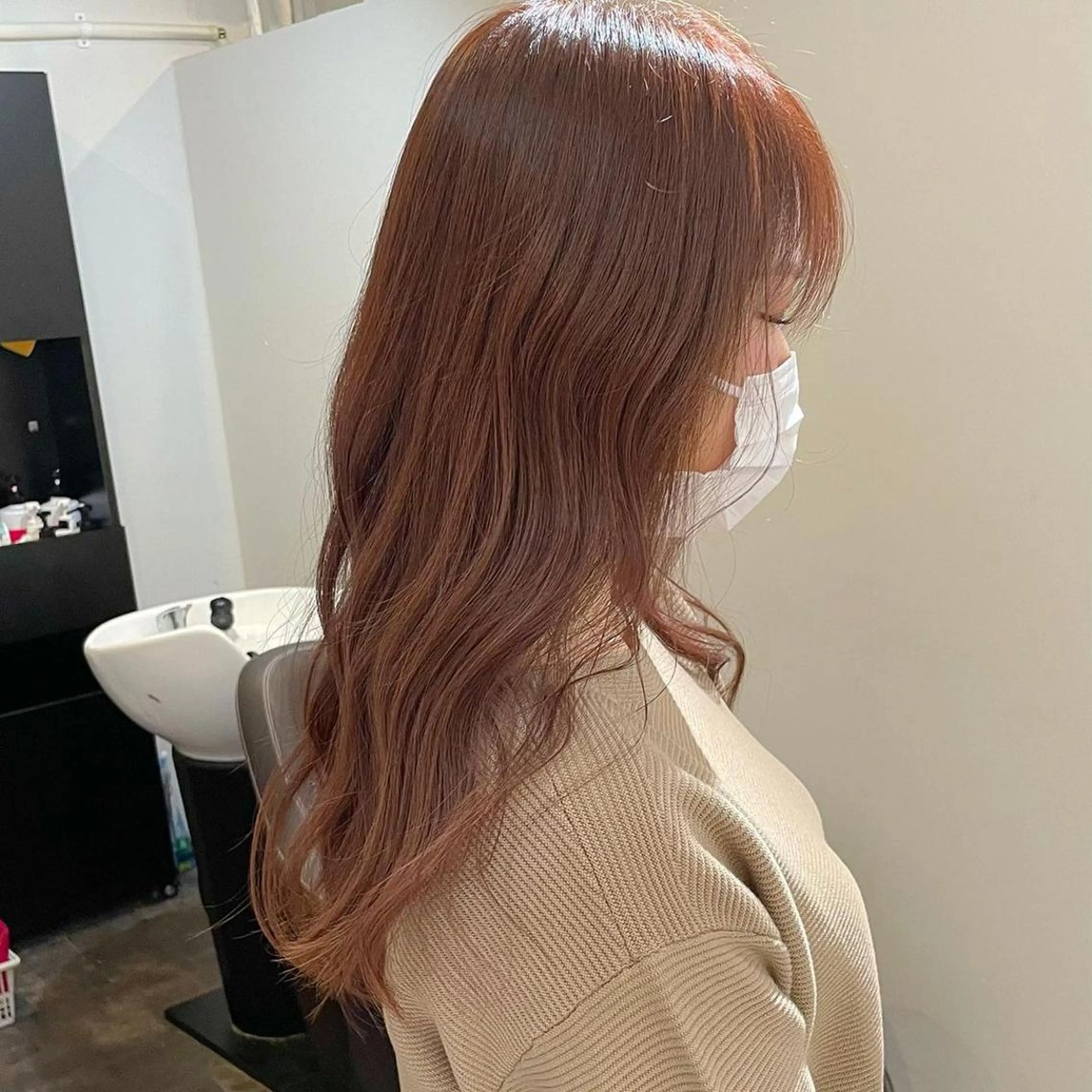 セミロング カラー ブリーチ、髪質改善 Noe心斎橋店のヘアスタイル