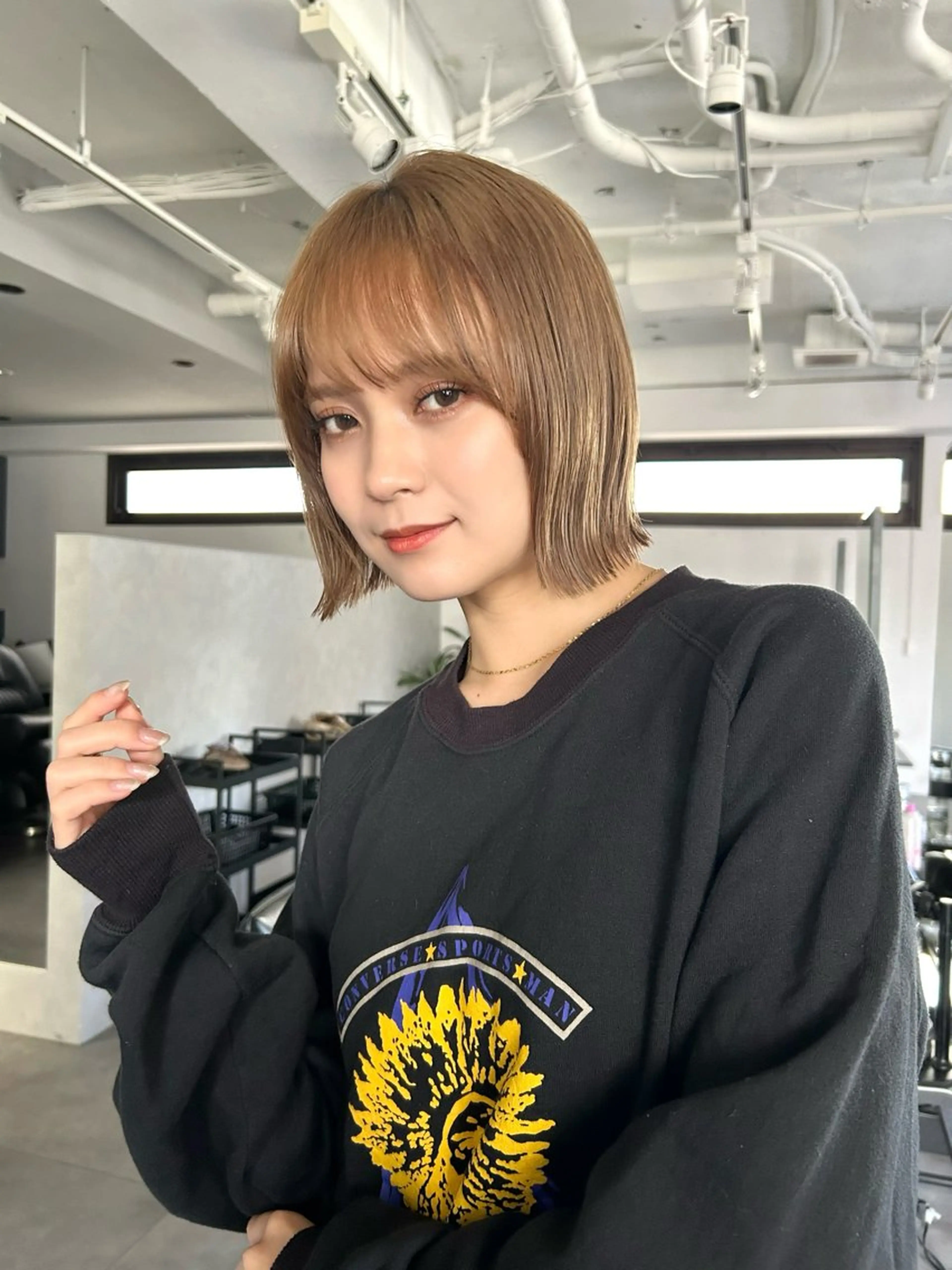 ショート カラー ボブ くびれヘア カット ヘアカラー 結べるくびれボブ/透 明感カラーtaigaのヘアスタイル