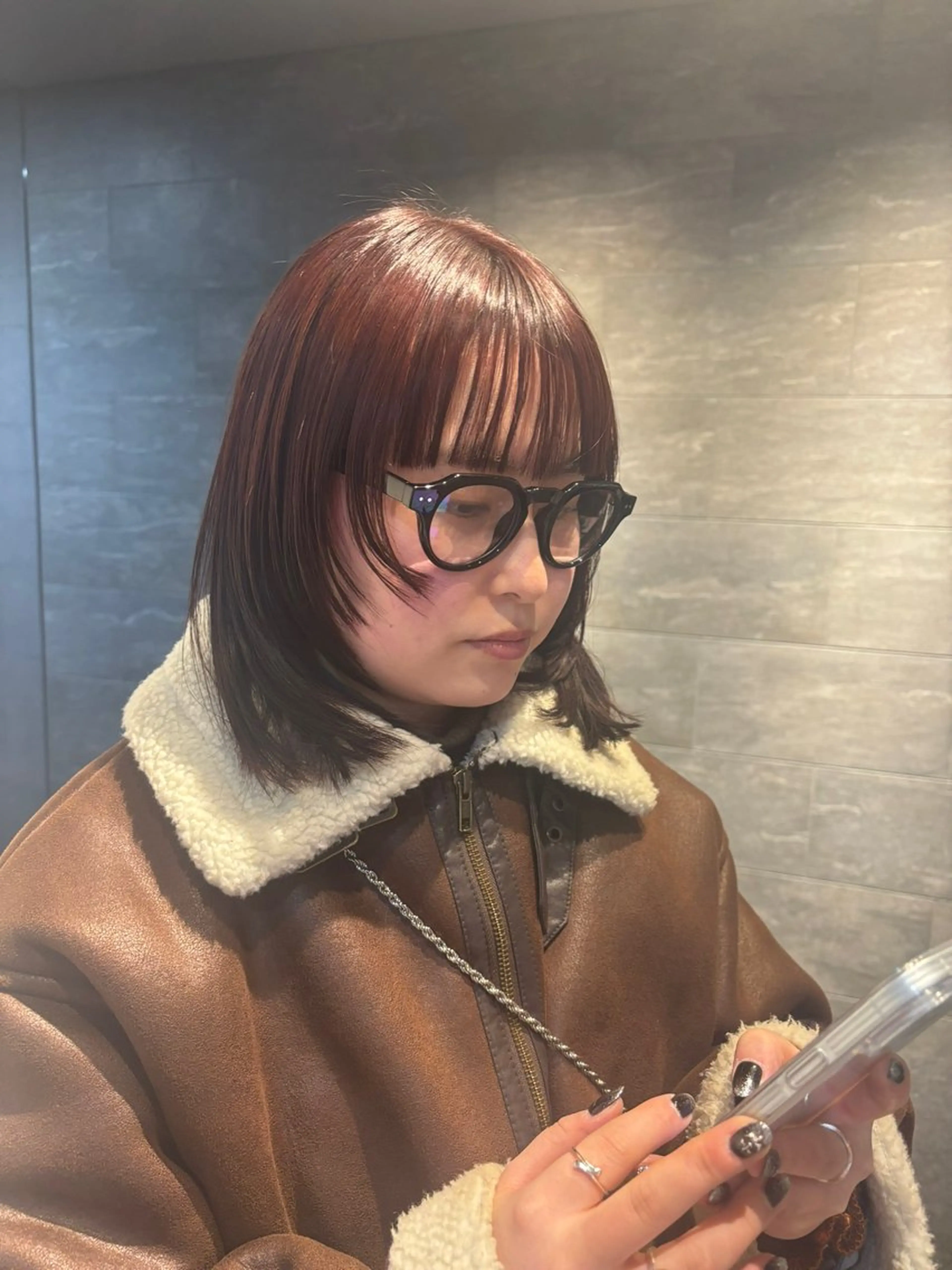 ミディアム ツヤ髪🎀暖色カラー さとあみのヘアスタイル