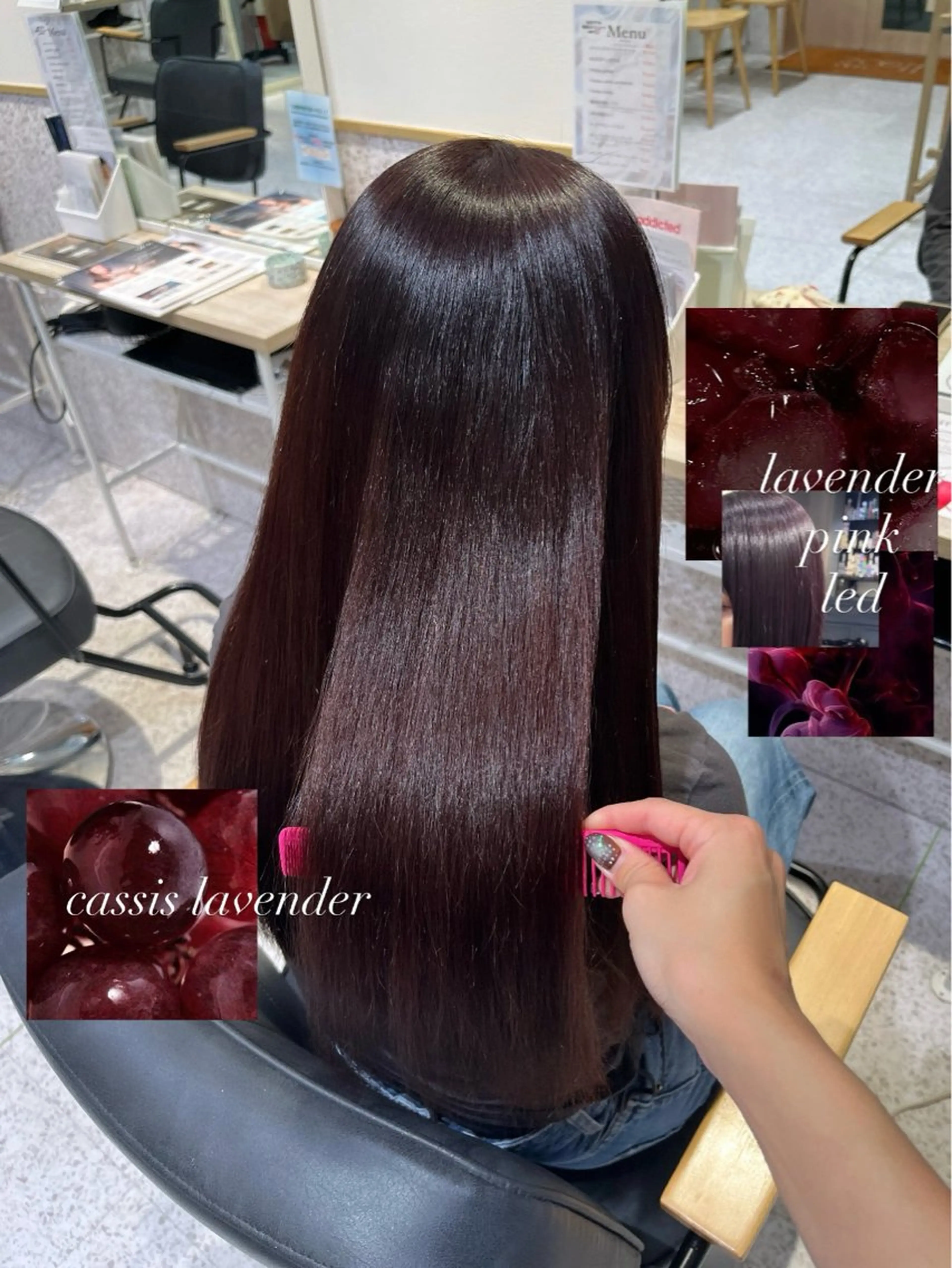ロング カラー ブリーチ カシス ラベンダーカラー ブリーチなしカラー ピンクカラー ヘアカラー トリートメント 髪質改善&艶カラー/ ほんだあみ (♡)のヘアスタイル