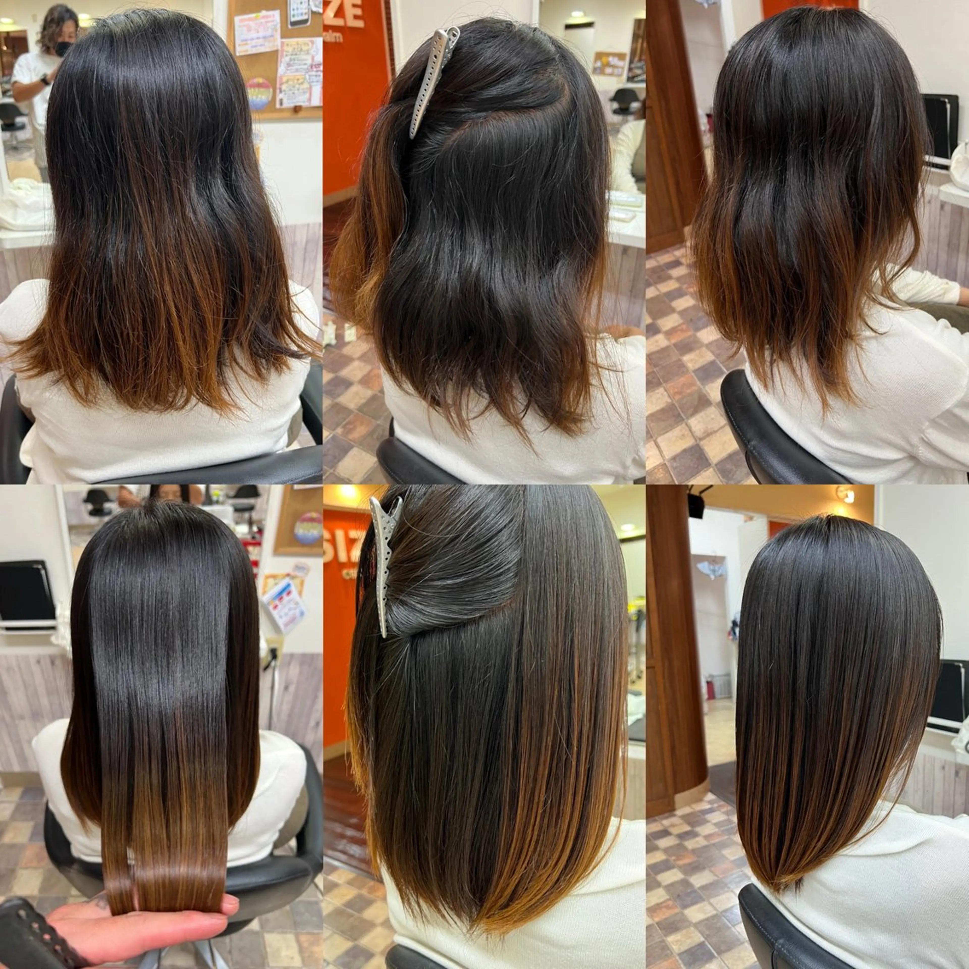 セミロング パーマ Aile所属・酸性ストレート／カラ ー/山下高明のヘアスタイル