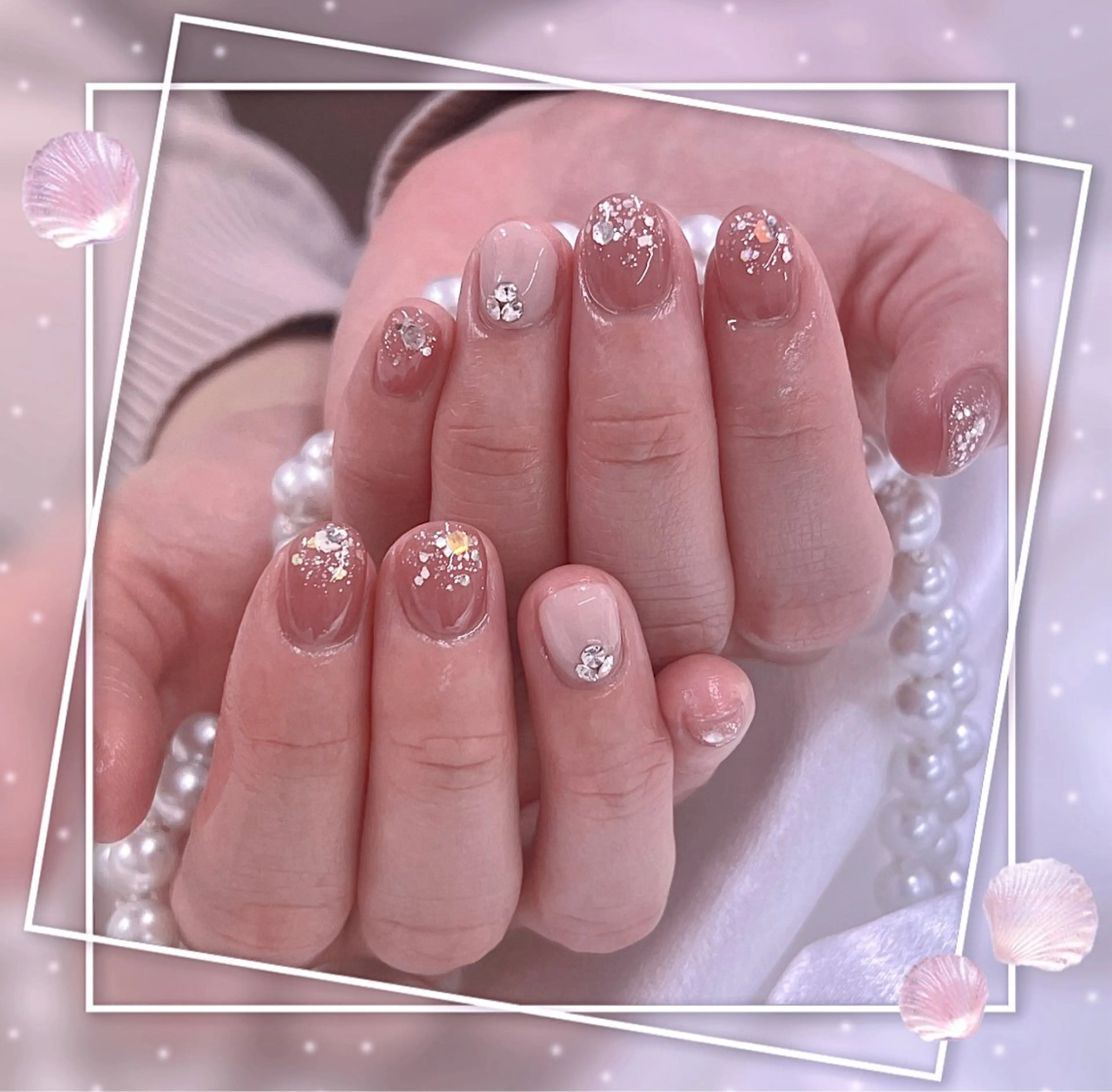 ネイル グラデーション キラキラネイル 韓国ネイル マグネットネイル ピンク Chill Nailsalonのネイルデザイン