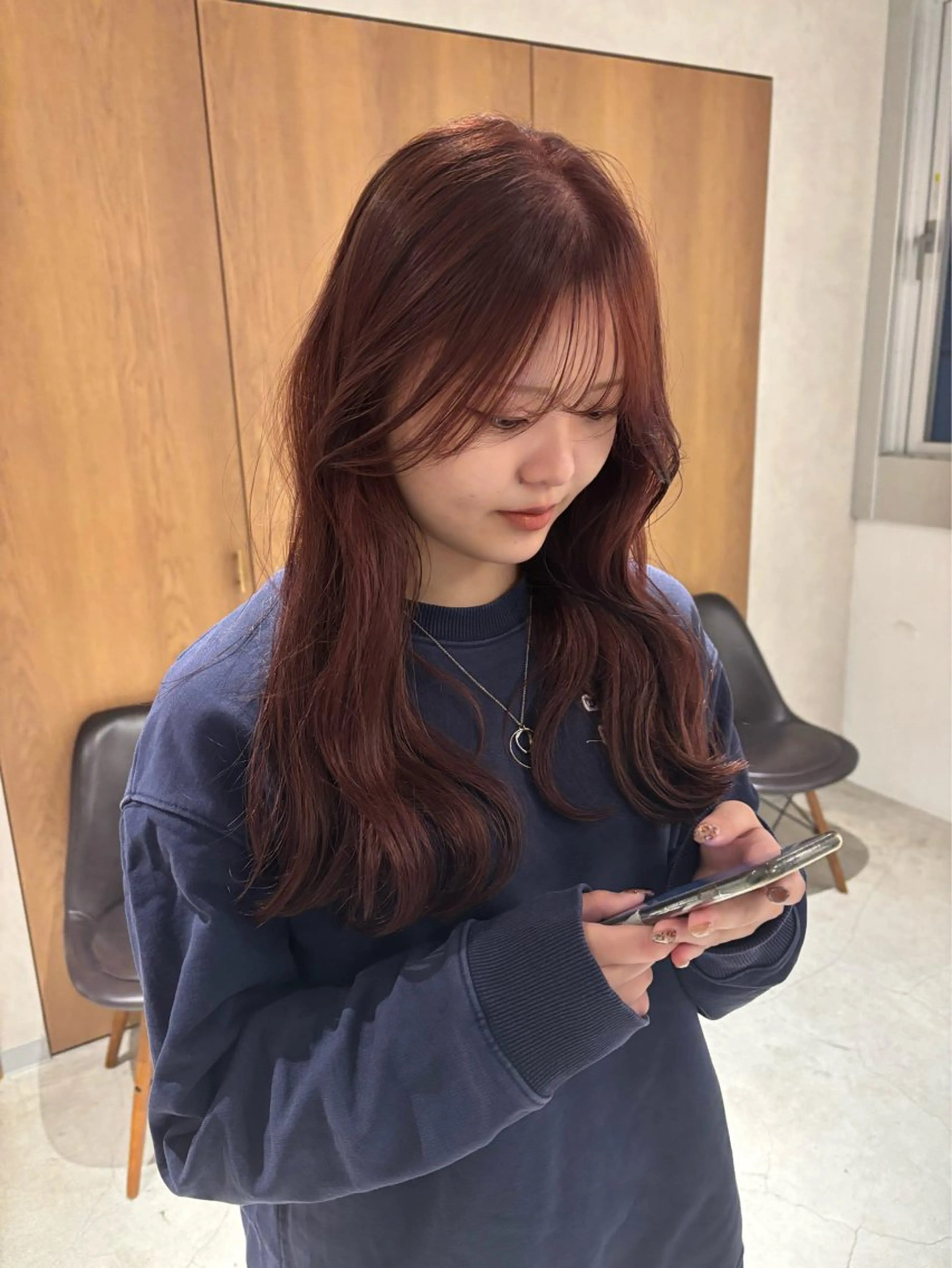 ロング カラー ブリーチ ブラウンカラー ダブルカラー ブリーチなしカラー ピンクカラー カット ヘアカラー トリートメント mei｜顔まわり ×透明感カラーのヘアスタイル