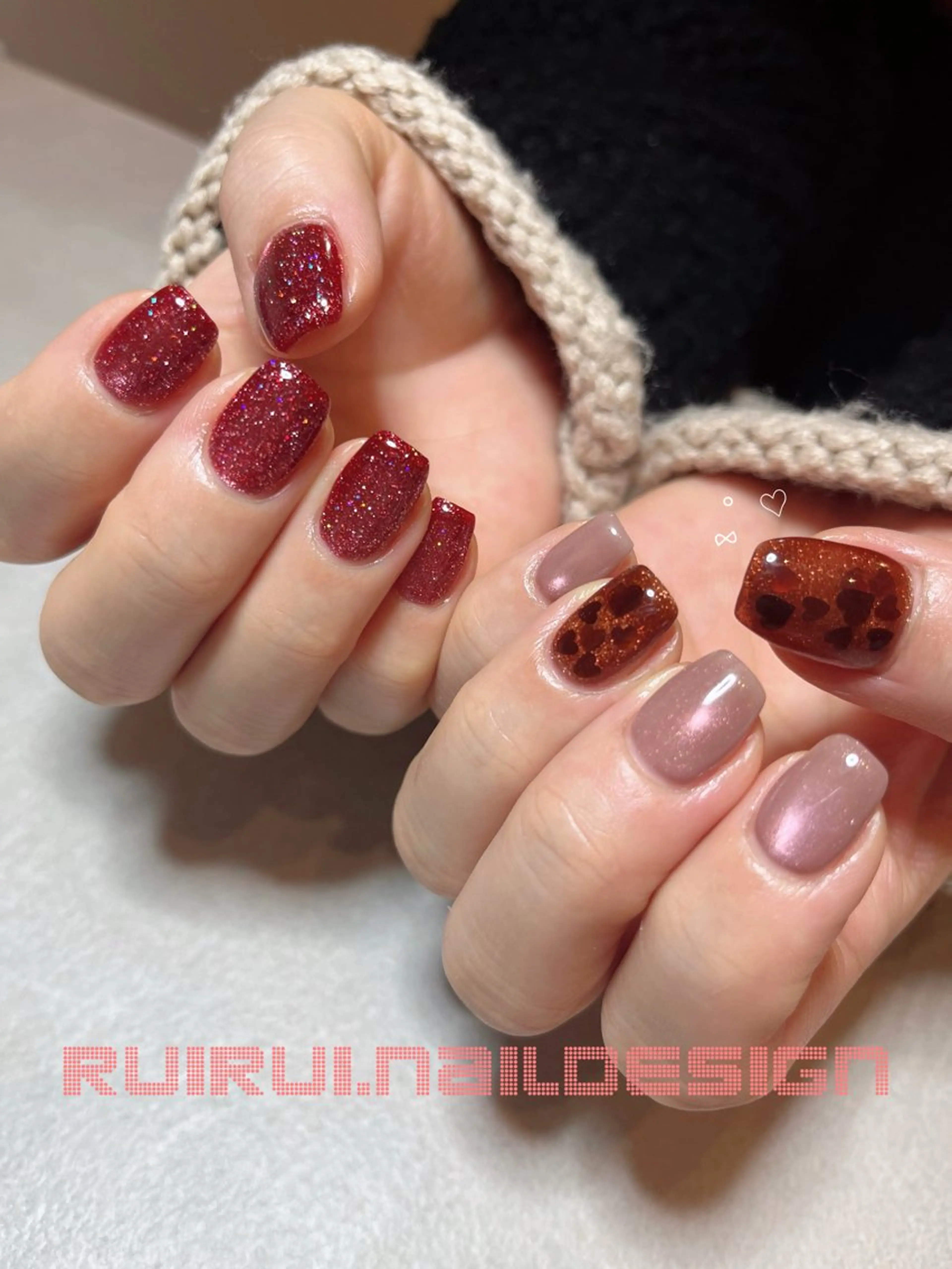 ネイル フラッシュネイル フラッシュマグ ハート マグネットネイル ハンドネイル ruirui.naildesign所属・RUI ☆のネイルデザイン