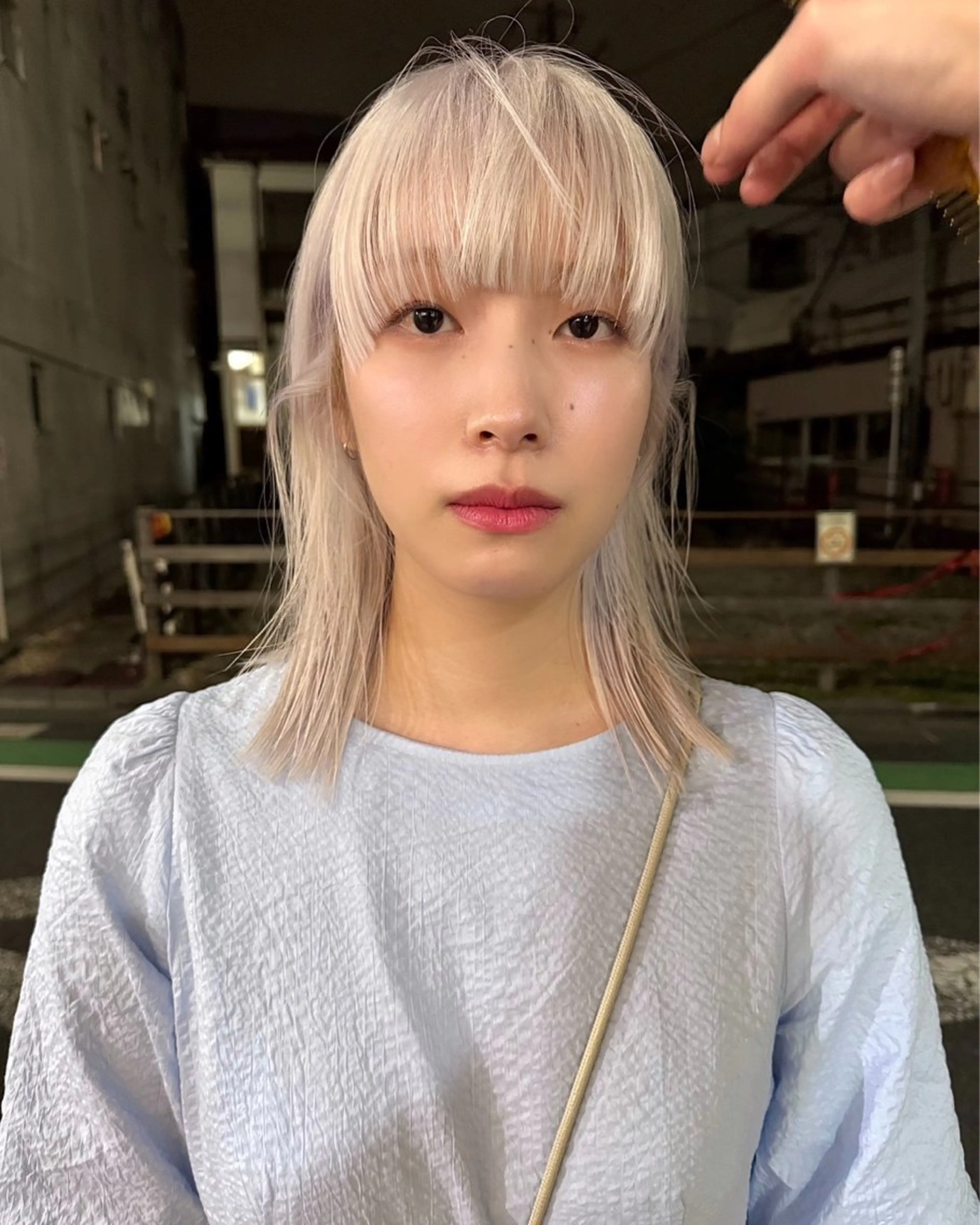 ミディアム カラー ヘアアレンジ カット ヘアカラー トリートメント 丸山渉/ケアブリーチ ニュアンスパーマのヘアスタイル