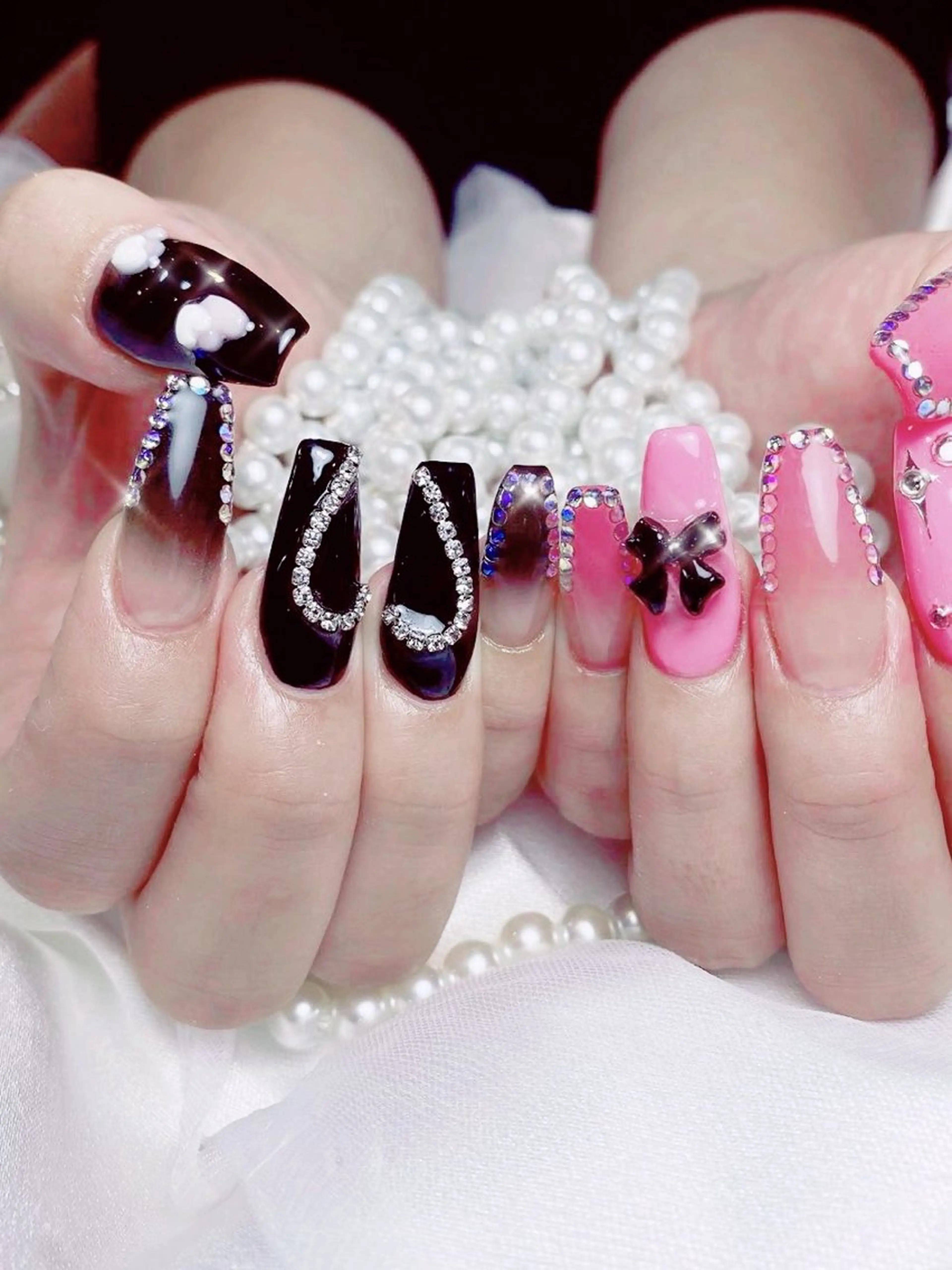 ネイル フレンチネイル ジェルネイル ハート 韓国ネイル マグネットネイル ハンドネイル ネイルサロン lotusのネイルデザイン