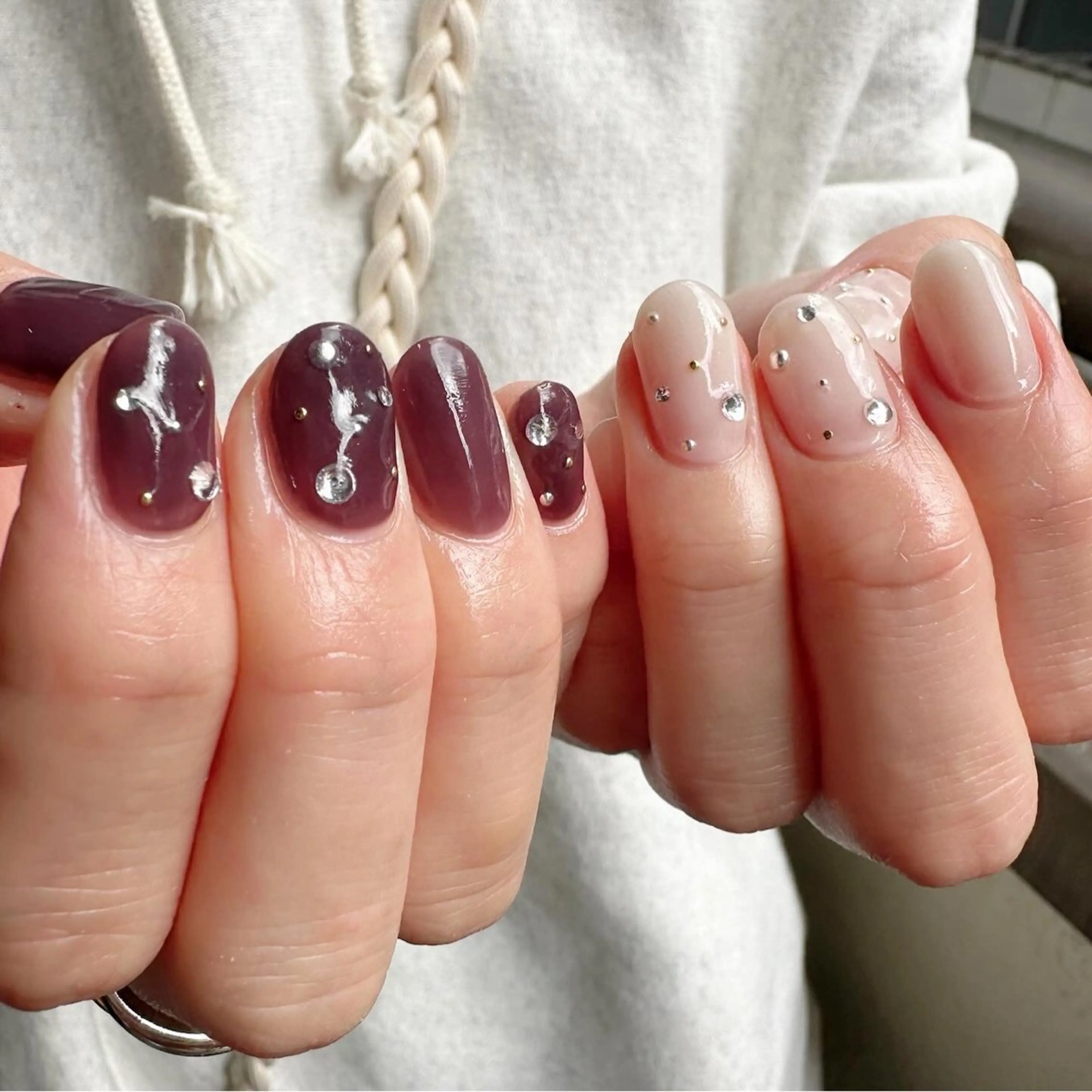 ネイル アートネイル ブラウン 氷ネイル・うるうるネイル 韓国ネイル ニュアンスネイル 🪞KAPE NAIL 🪞のネイルデザイン